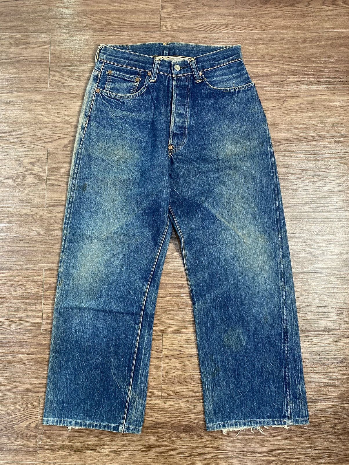 image of Archival Clothing x Sugar Cane Green Selvedge Denim Jeans, Men's (Size 28)