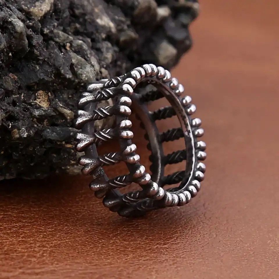 Jewelry × Vintage 316L Stainless Steel Bones Ring Punk Rock Skull Rings Size ONE SIZE - 3 Thumbnail