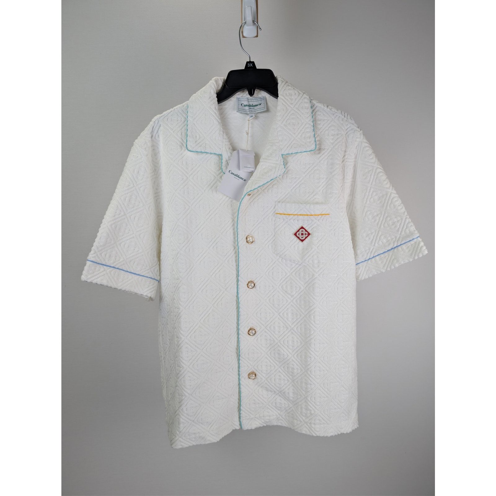 Casablanca o1rshd1 Mens Monogram Towelling Collar Shirt in White Size US XXL / EU 58 / 5 - 2 Thumbnail