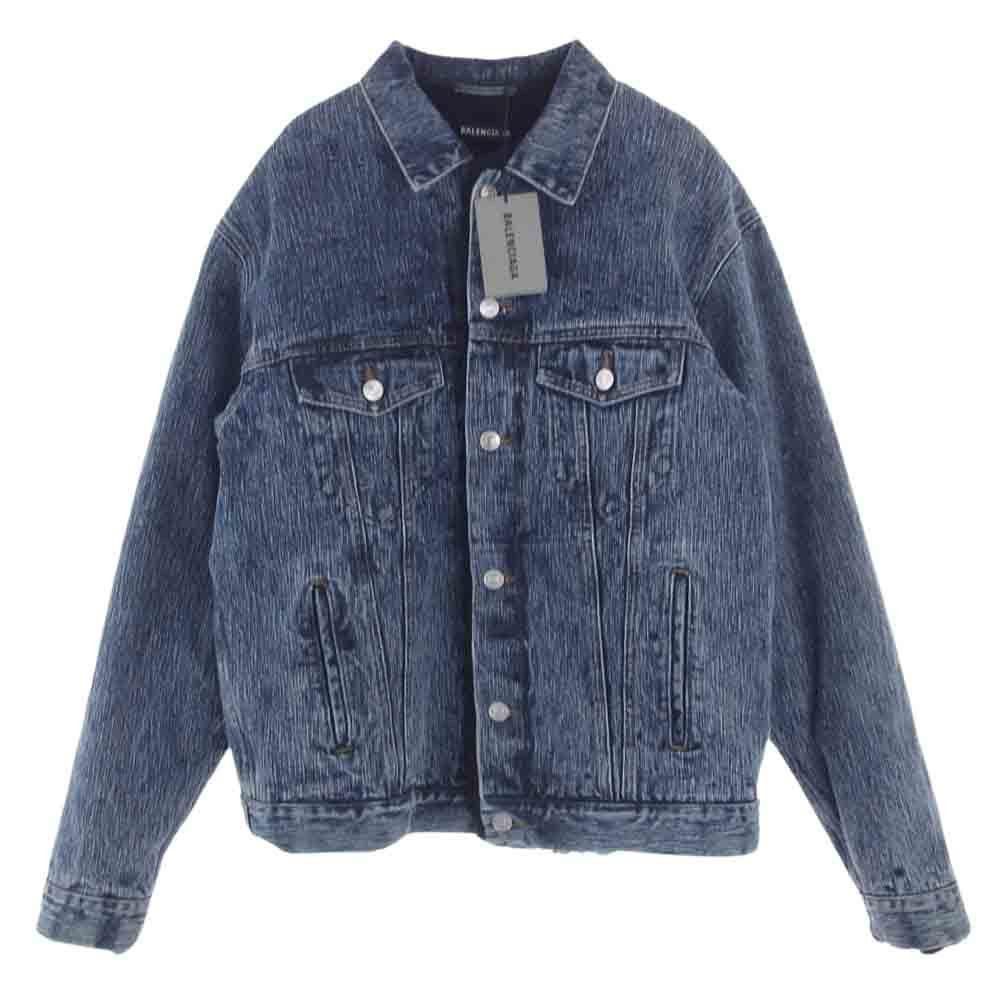 image of Balenciaga Shearling Denim Jacket New in Indigo, Men's (Size Small)