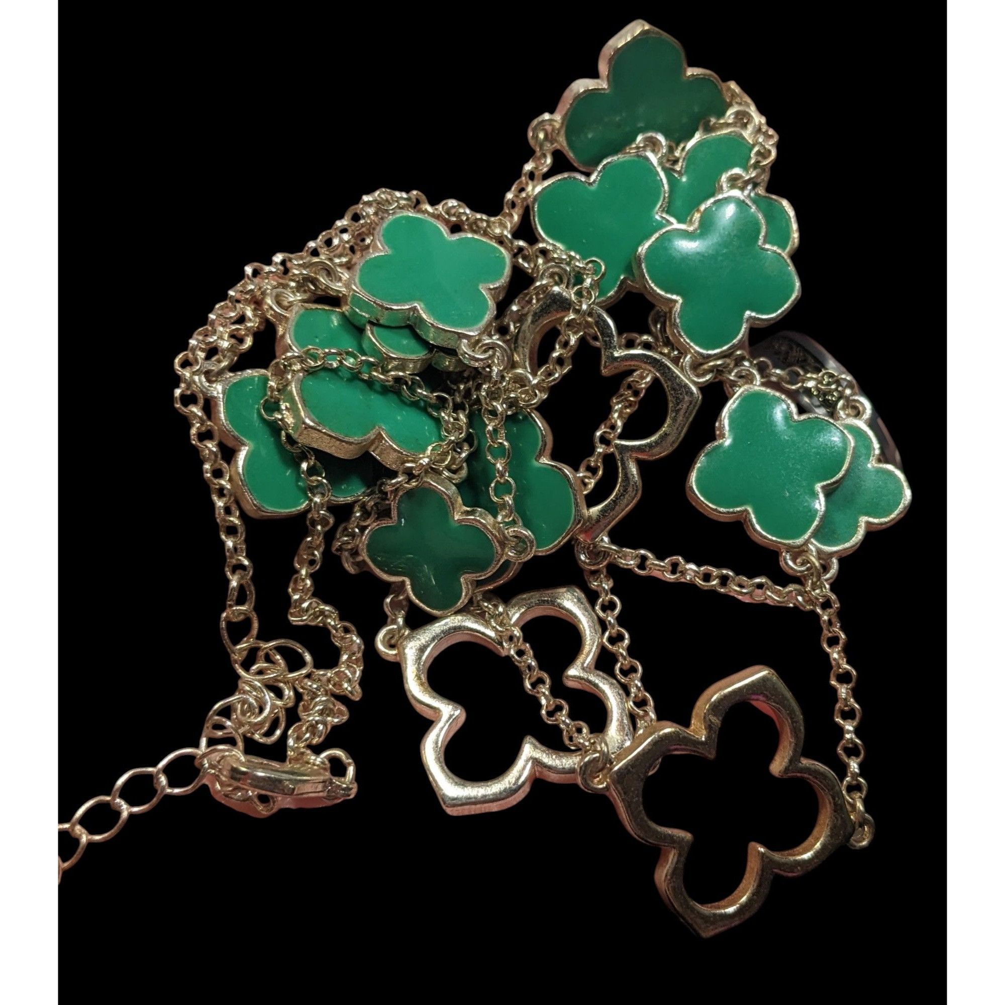 Other Fairycore Floral Green And Silver Tone Opera Necklace Size ONE SIZE - 3 Thumbnail