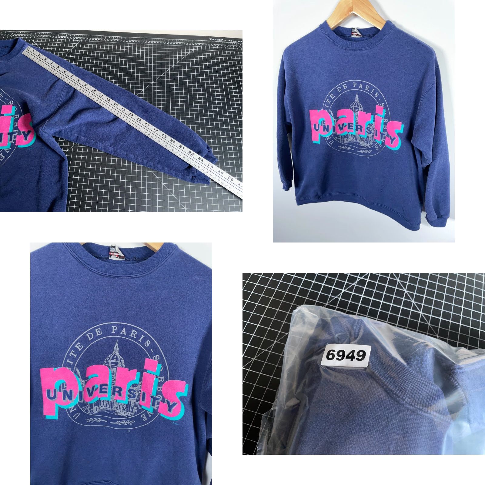 Vintage VINTAGE University Paris Sweatshirt Adult Medium Dark Blue Boxy Fit France Size US M / EU 48-50 / 2 - 8 Thumbnail