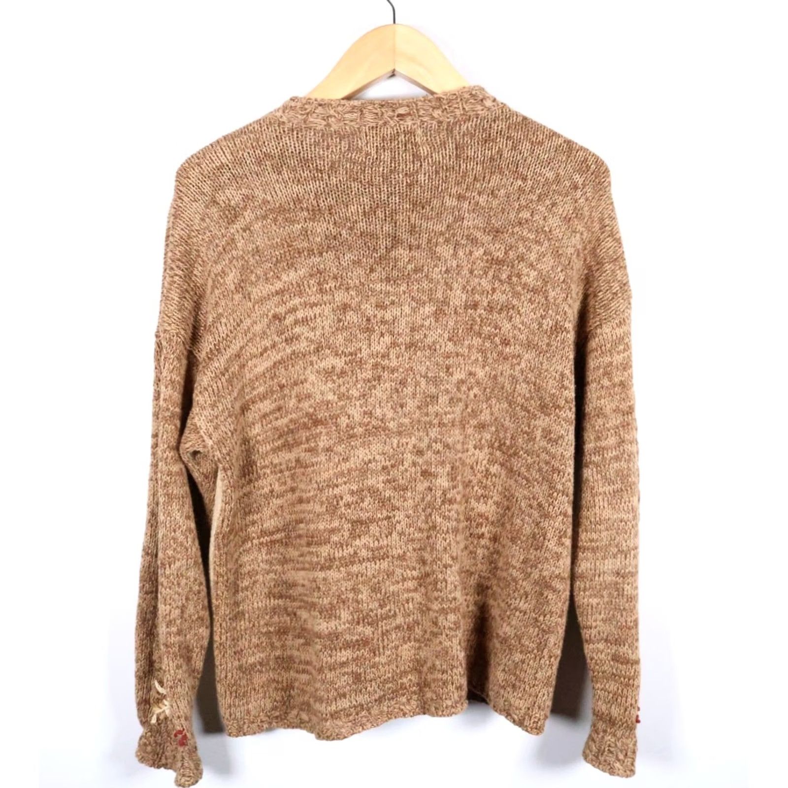 Vintage VINTAGE Heirloom Collectibles Cardigan Women’s Medium Beige Embroidered Autumn Harvest Knit Sweater Size M / US 6-8 / IT 42-44 - 2 Thumbnail