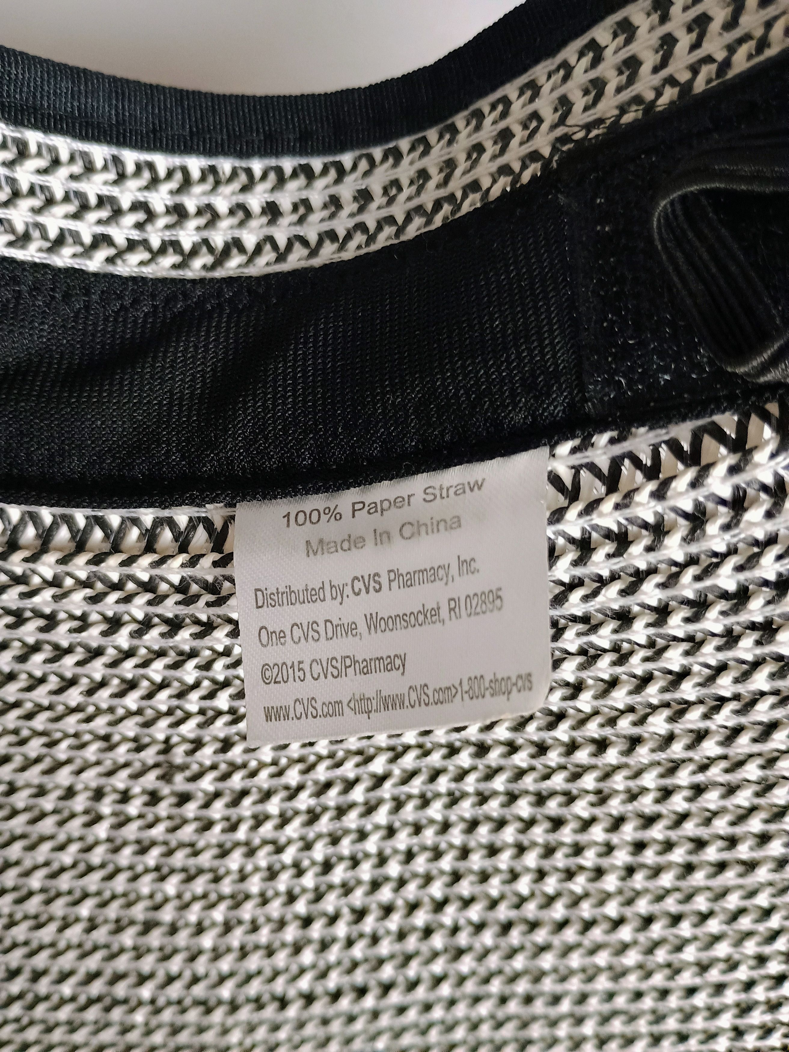 Other Sun Visor 100% Paper Straw Floppy Hat | Black and White Size ONE SIZE - 4 Thumbnail