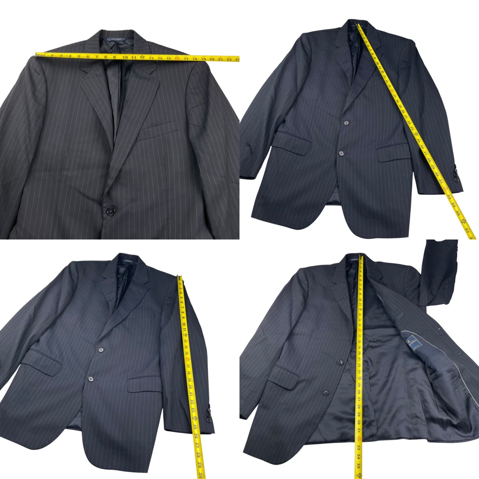 Brooks Brothers Brooks Brothers Blazer Jacket Navy Blue Stripe Wool Stretch 2-Button Long 42L Mens Regular Size 42R - 8 Thumbnail