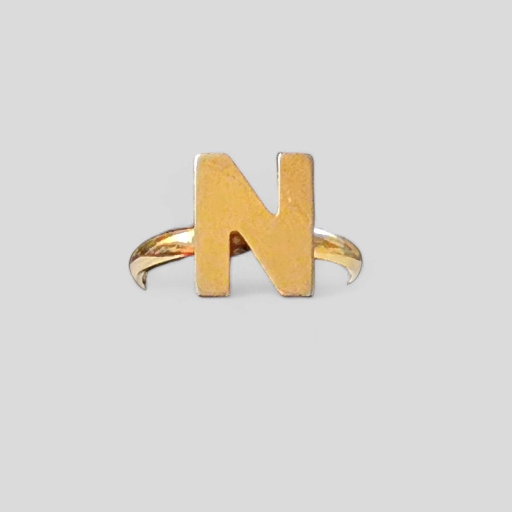 The Unbranded Brand Vintage gold-tone adjustable letter N ring size 7.5 Size ONE SIZE - 1 Thumbnail