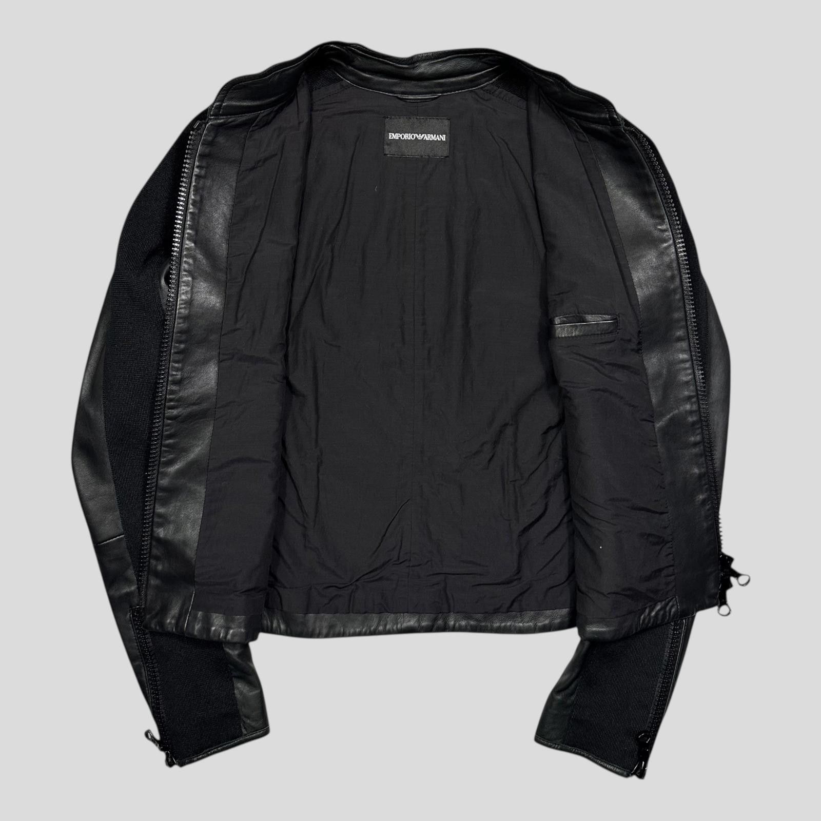 Armani Emporio Armani 2006 Leather Panelled Biker Moto Jacket - S Size US S / EU 44-46 / 1 - 3 Thumbnail