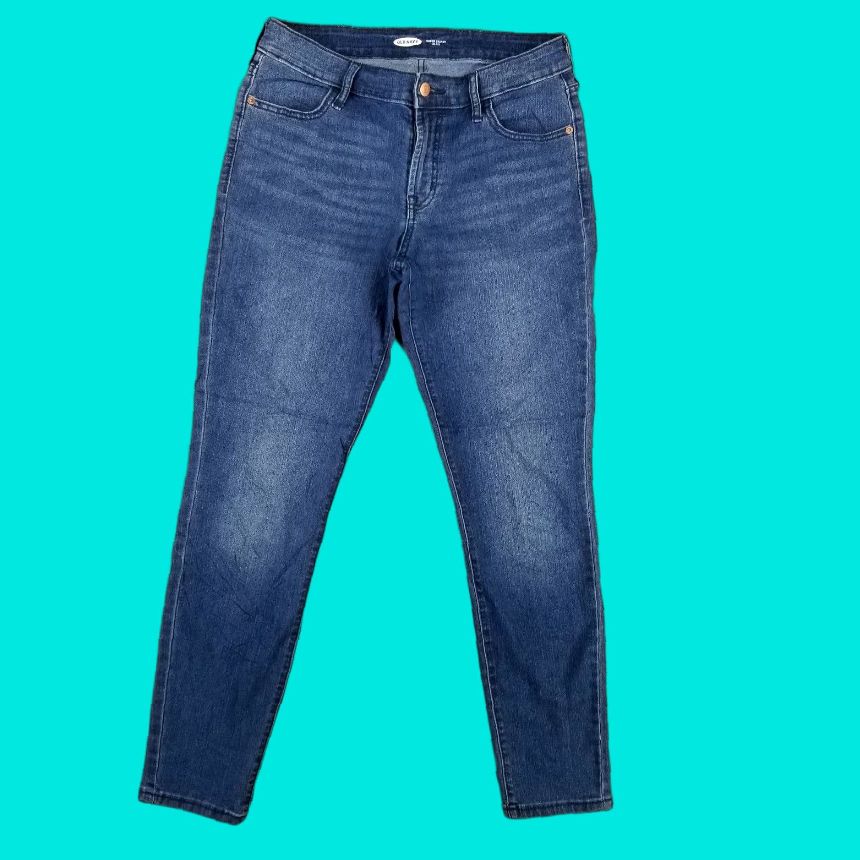 Old Navy Jeans Skinny Mid Rise 8 Soft Lightweight Stretch Denim Women Regular Blue 5-Pocket Design 30In Inseam