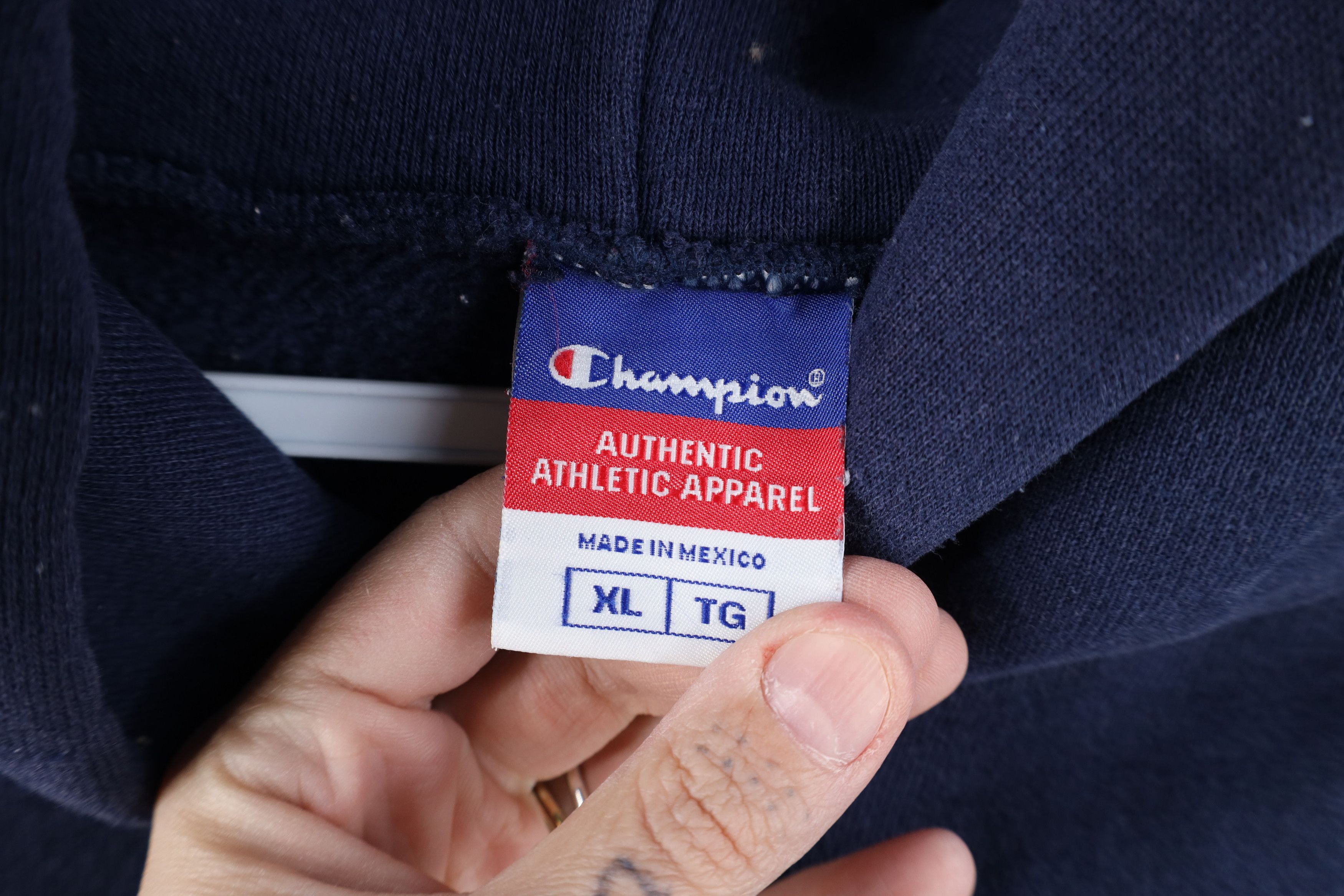 Champion Vintage 90s Champion Spell Out Hoodie Sweatshirt Navy Blue Size US XL / EU 56 / 4 - 10 Thumbnail