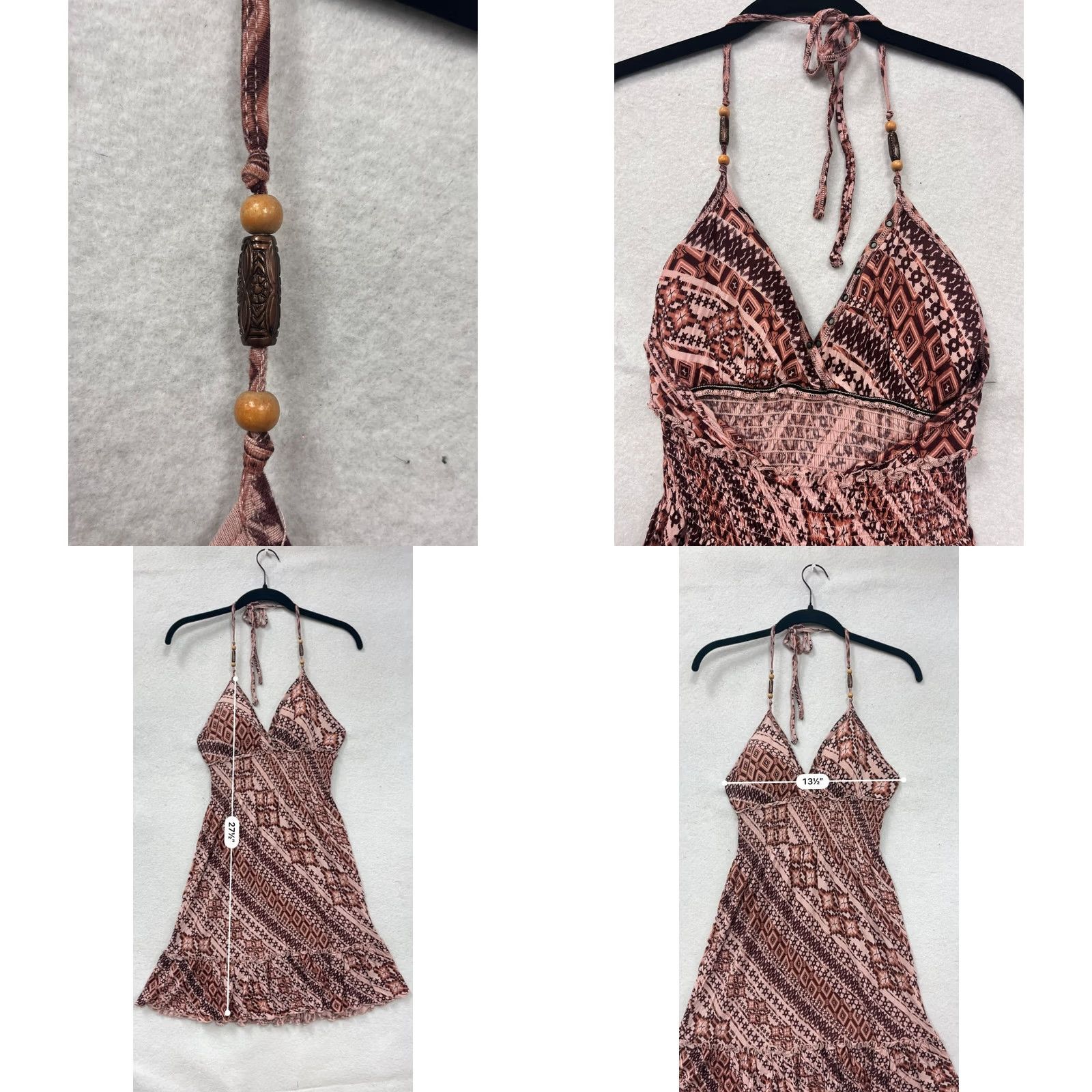Guess Guess Womens Medium Pink Geometric Print Halter Dress With Ruffle Hem #6687 Size M / US 6-8 / IT 42-44 - 8 Thumbnail