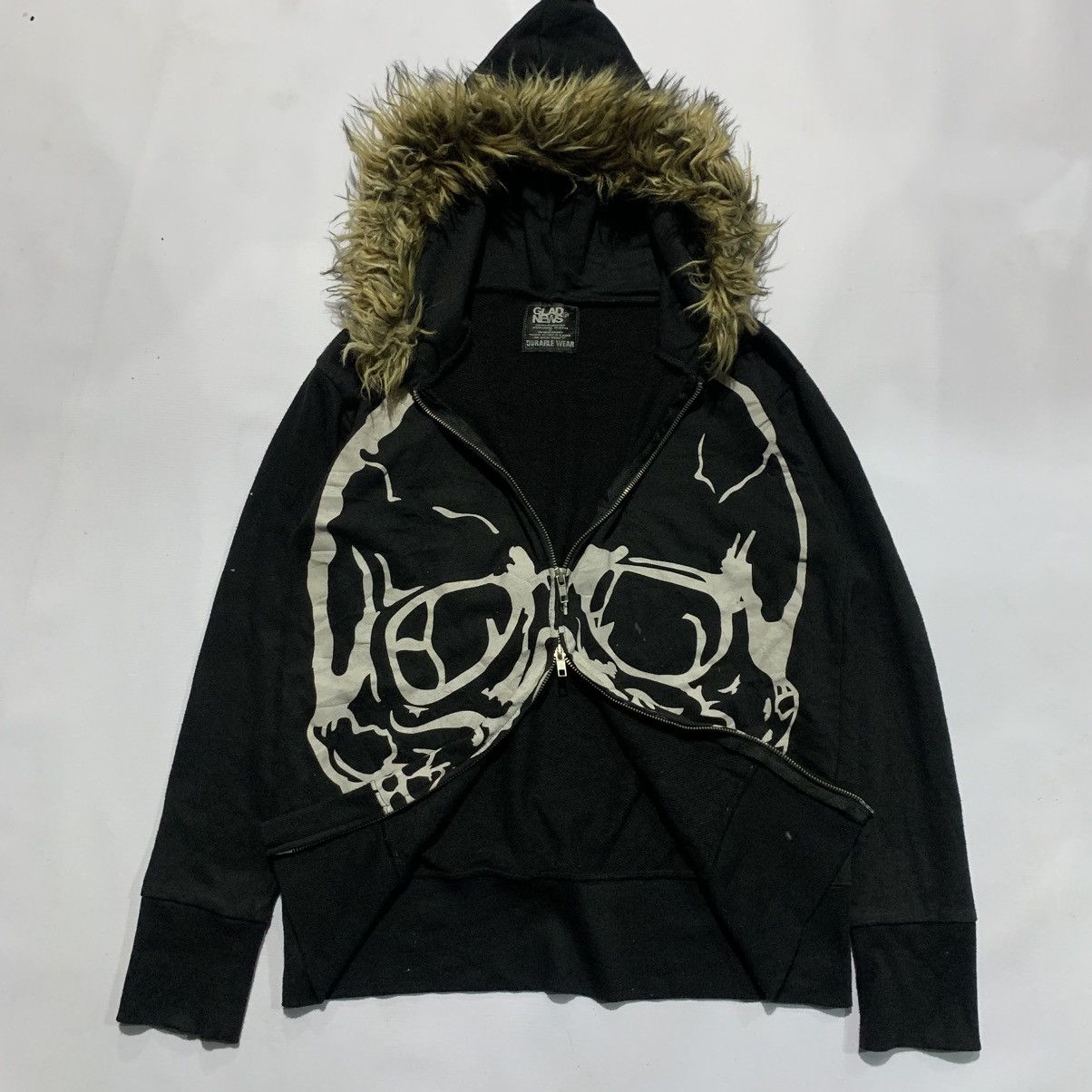 Japanese Brand Gladnews skull fur zip hoodie Size US M / EU 48-50 / 2 - 2 Thumbnail