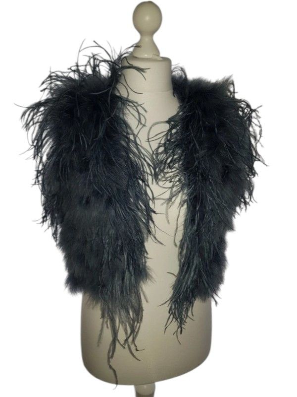 Vintage Kookaï Marabou Feather-Trim Cropped Evening Vest Size L / US 10 / IT 46 - 1 Thumbnail