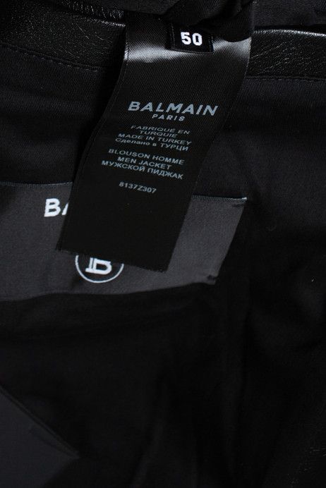 Balmain Balmain, Black leather biker jacket with zippers and logo Size US L / EU 52-54 / 3 - 9 Thumbnail