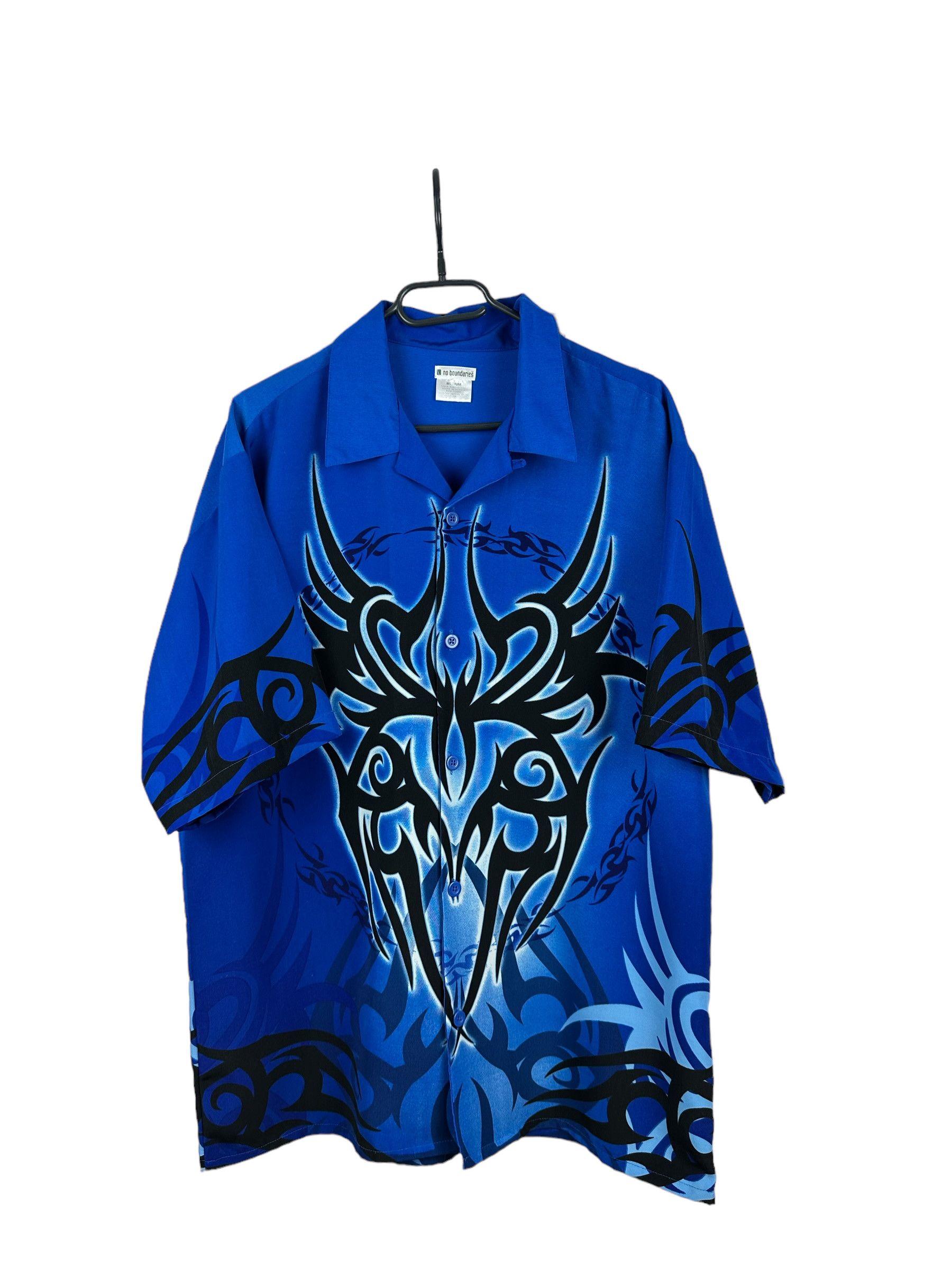 Vintage Vintage Y2k No Boundaries Shirt Button Up Flames Blue Rare Size US M / EU 48-50 / 2 - 1 Thumbnail