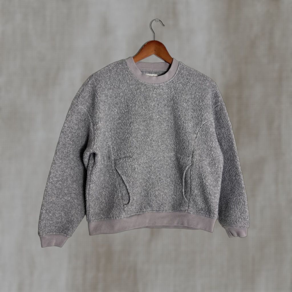 Madewell Sweatshirt Crewneck Fleece Pullover Polartec Small Gray Women Pocket