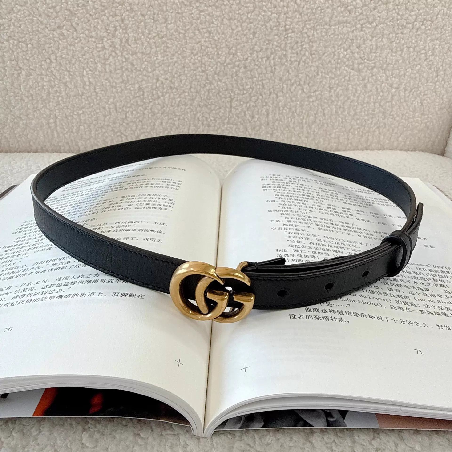 Gucci Gucci Narrow Black Gold Belt 80×32 Size ONE SIZE - 3 Thumbnail
