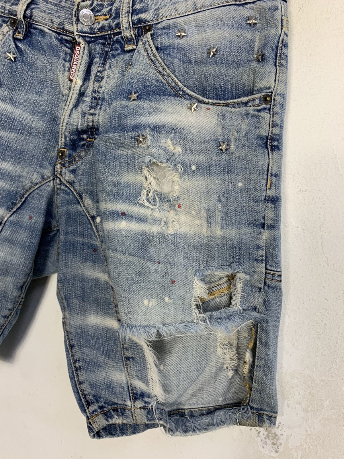 Dsquared2 Trashed Dsquared2 Caten Twins Star Stud Faded Indigo Denim Size US 33 - 4 Thumbnail