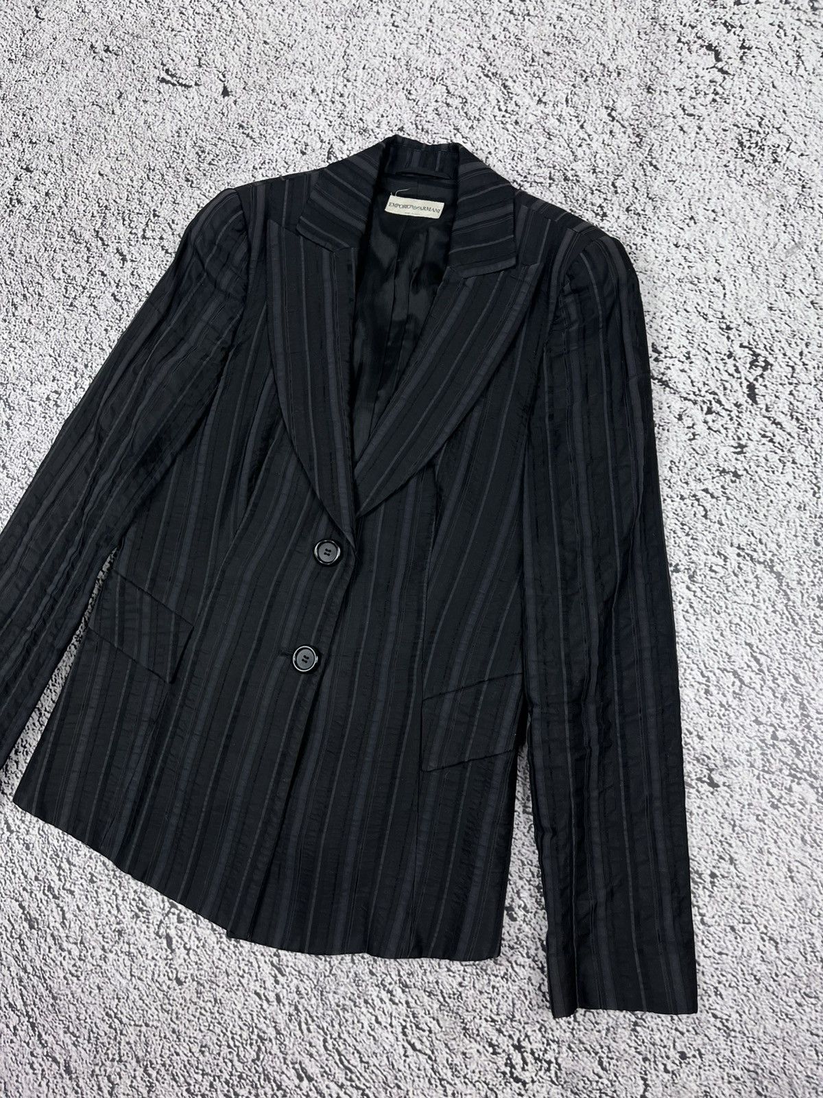 Emporio Armani Emporio Armani Pinstripe Black Suit Blazer & Pencil Skirt Size 28" / US 6 / IT 42 - 4 Thumbnail