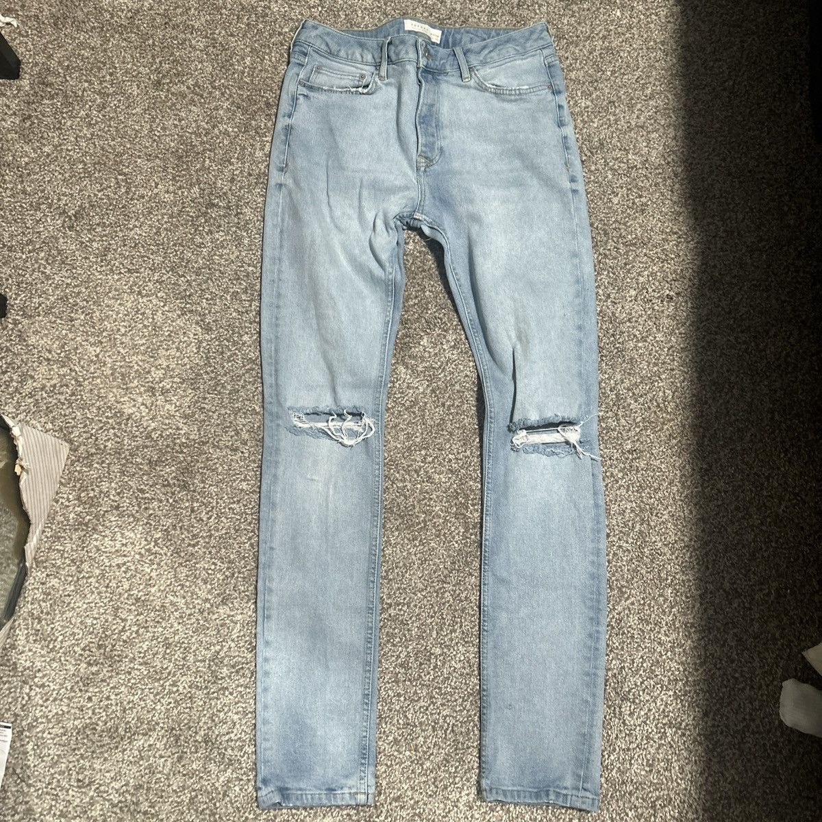 Topman Topman Men’s Stretch Denim Light Blue Skinny Jeans 32x34 Size US 32 / EU 48 - 1 Thumbnail