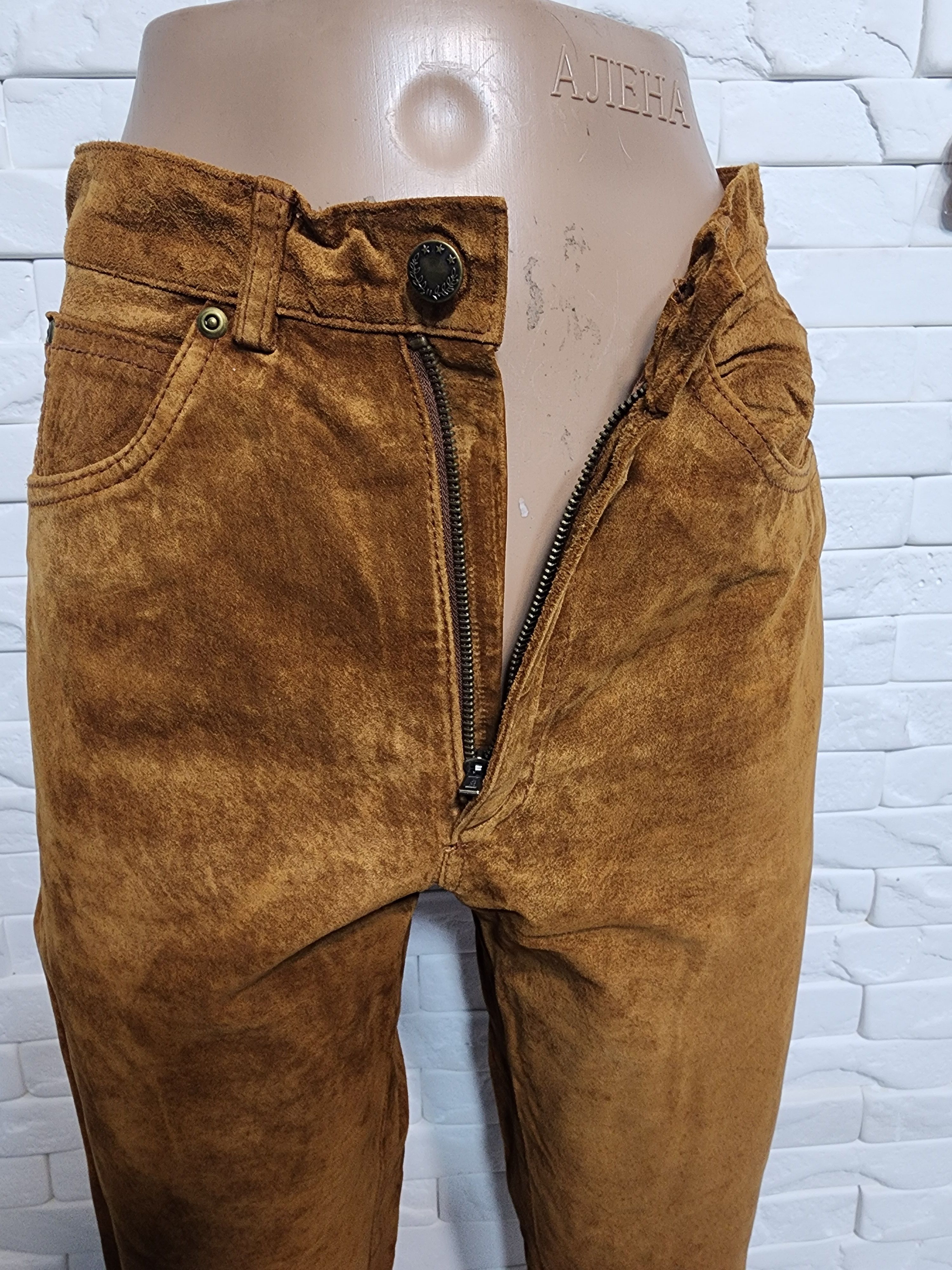 Other Brown Suede Pants - Denim Cut Men's Leather Pants. Size US 28 / EU 44 - 4 Thumbnail