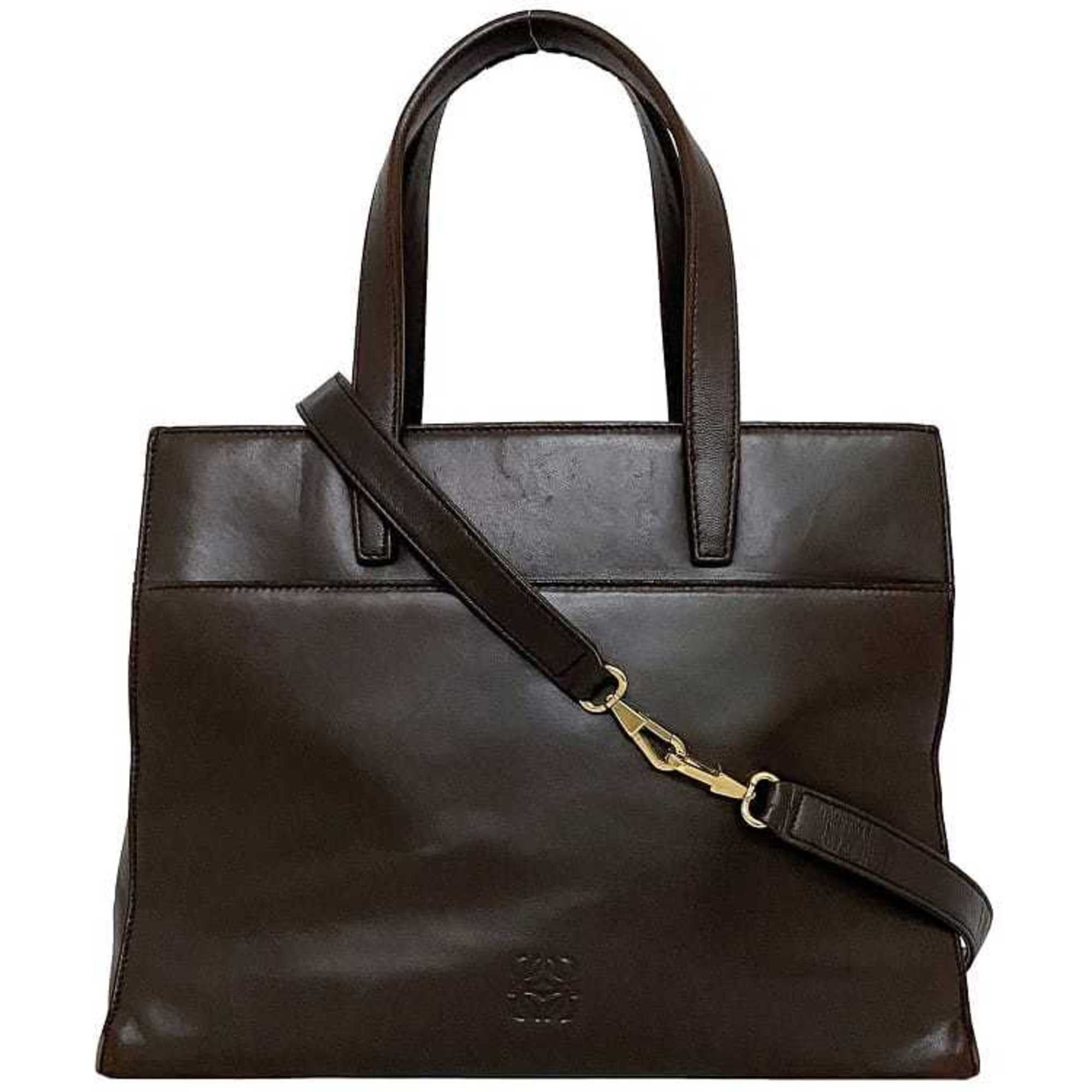 LOEWE 2way bag brown anagram handbag nappa leather tote