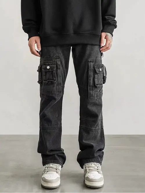 Japanese Brand High street multi-pocket workwear micro-flared jeans Size US 30 / EU 46 - 1 Thumbnail