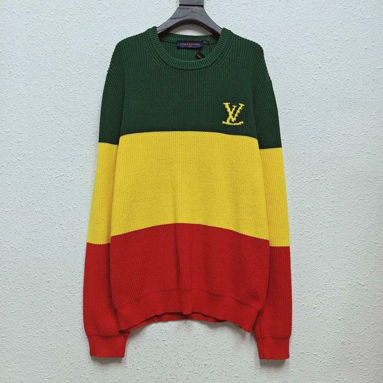 Louis Vuitton LV Green Yellow Red Stripe Sweater - dmc Size XL / US 12-14 / IT 48-50 - 1 Thumbnail
