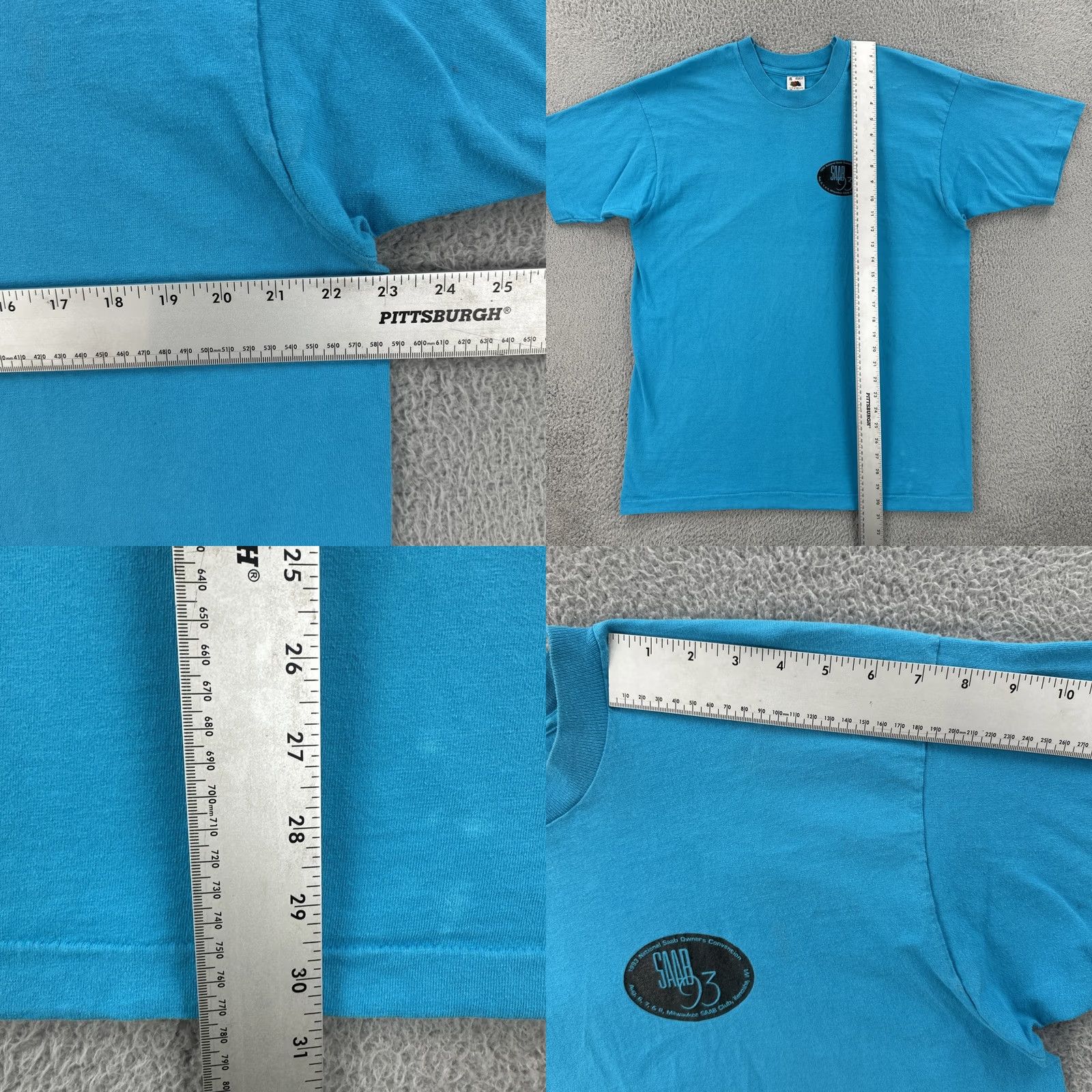 Fruit Of The Loom VINTAGE Fruit of the Loom XL Crew Neck T-Shirt Mens USA 1993 SAAB Convention Blue Size US XL / EU 56 / 4 - 10 Thumbnail