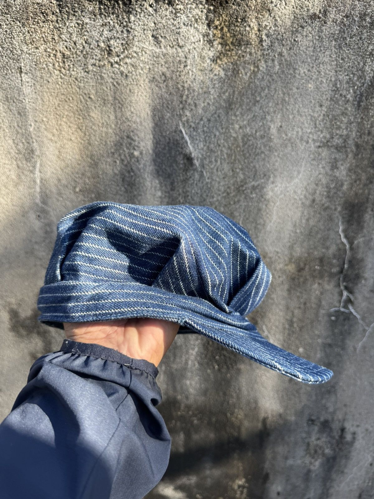 Vintage Vintage 70s Denim Hickory Striped Railroad Conductor Hat Size ONE SIZE - 3 Thumbnail