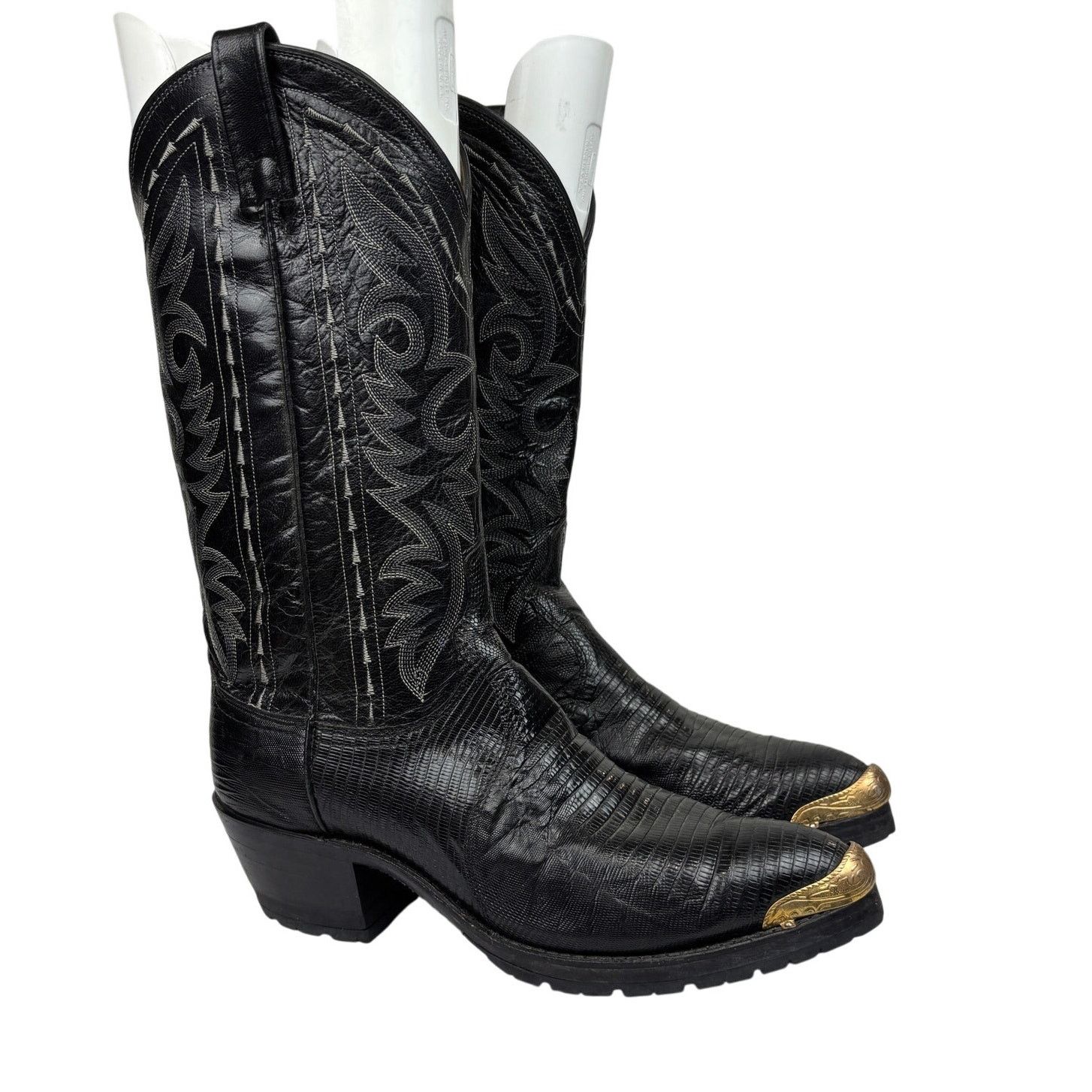 Dan Post Dan Post Exotic Teju Lizard Western Cowboy Boots Black 7 EW Size US 7 / EU 40 - 1 Thumbnail