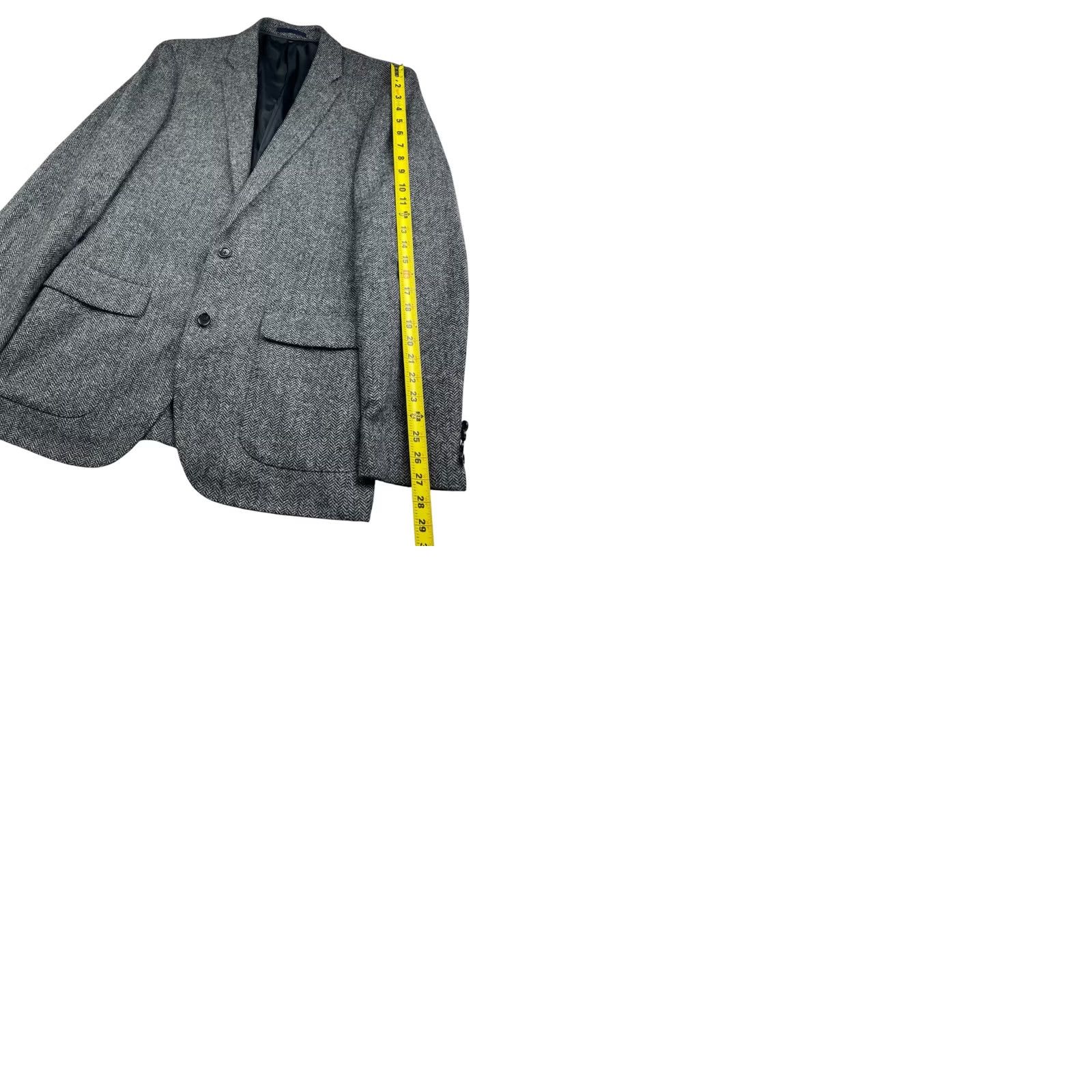 J.Crew J.Crew Blazer Men’s Ludlow Tweed Moon Wool Gray Herringbone 42L 2-Button Long Jacket Size 42R - 9 Thumbnail