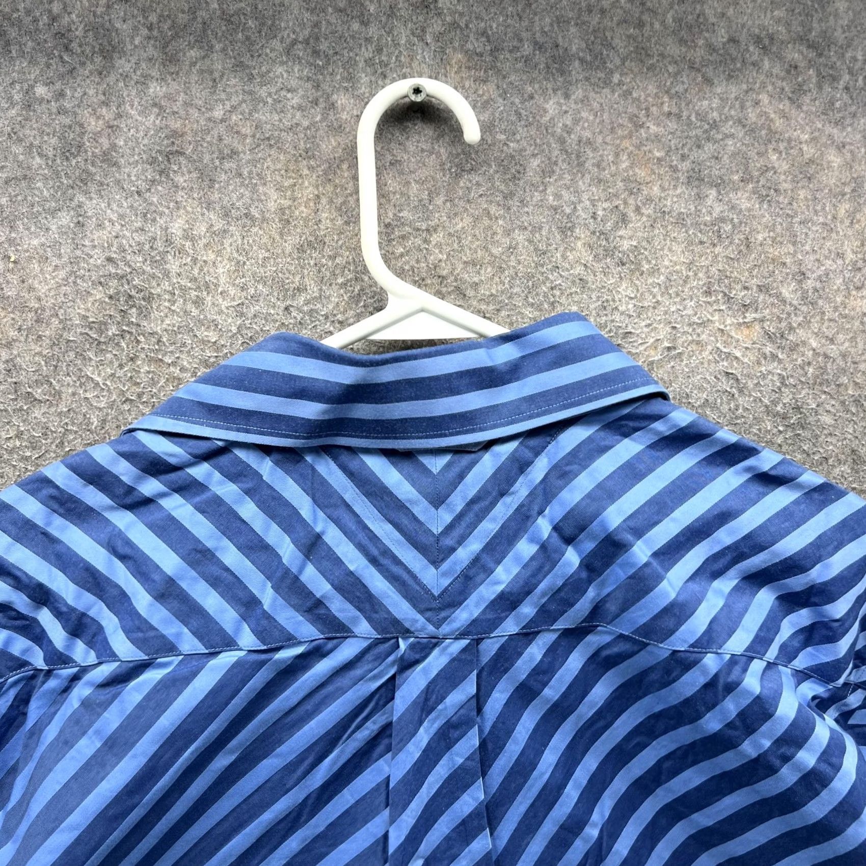 Tommy Hilfiger Tommy Hilfiger Dress Shirt Mens L Blue Stripe Slim Button Front Long Sleeve Shirt Size 42R - 7 Thumbnail