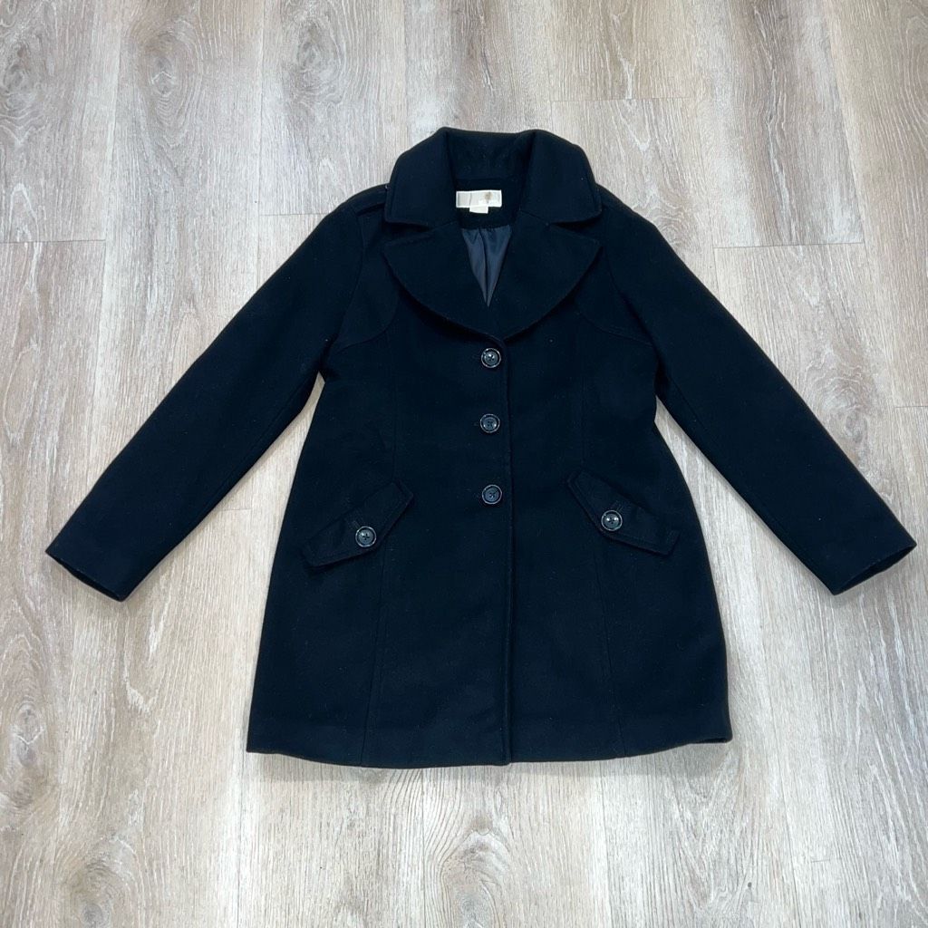 Michael Kors Michael Kors Wool Cashmere Blend Collared Peacoat Solid Blac Size L / US 10 / IT 46 - 3 Thumbnail