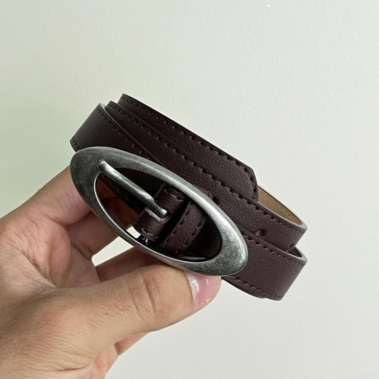 Japanese Brand y2k style brown american western simple designer oval belt Size ONE SIZE - 7 Thumbnail