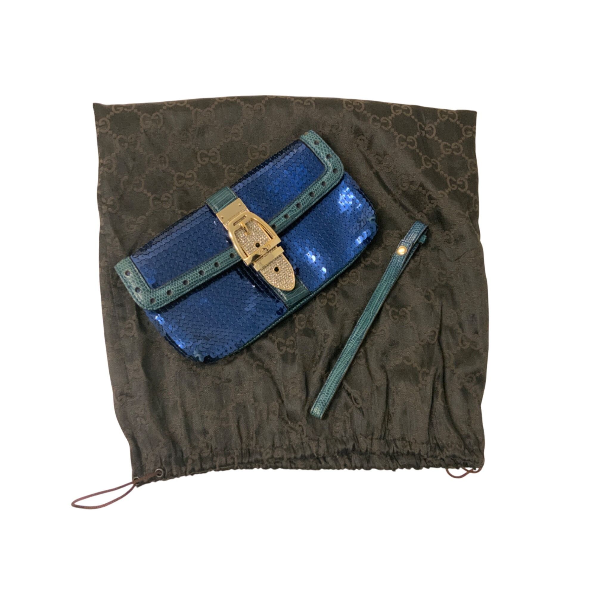 Gucci Gucci Sequin Lizard Crystal Wristlet Clutch Bag Size ONE SIZE - 1 Thumbnail