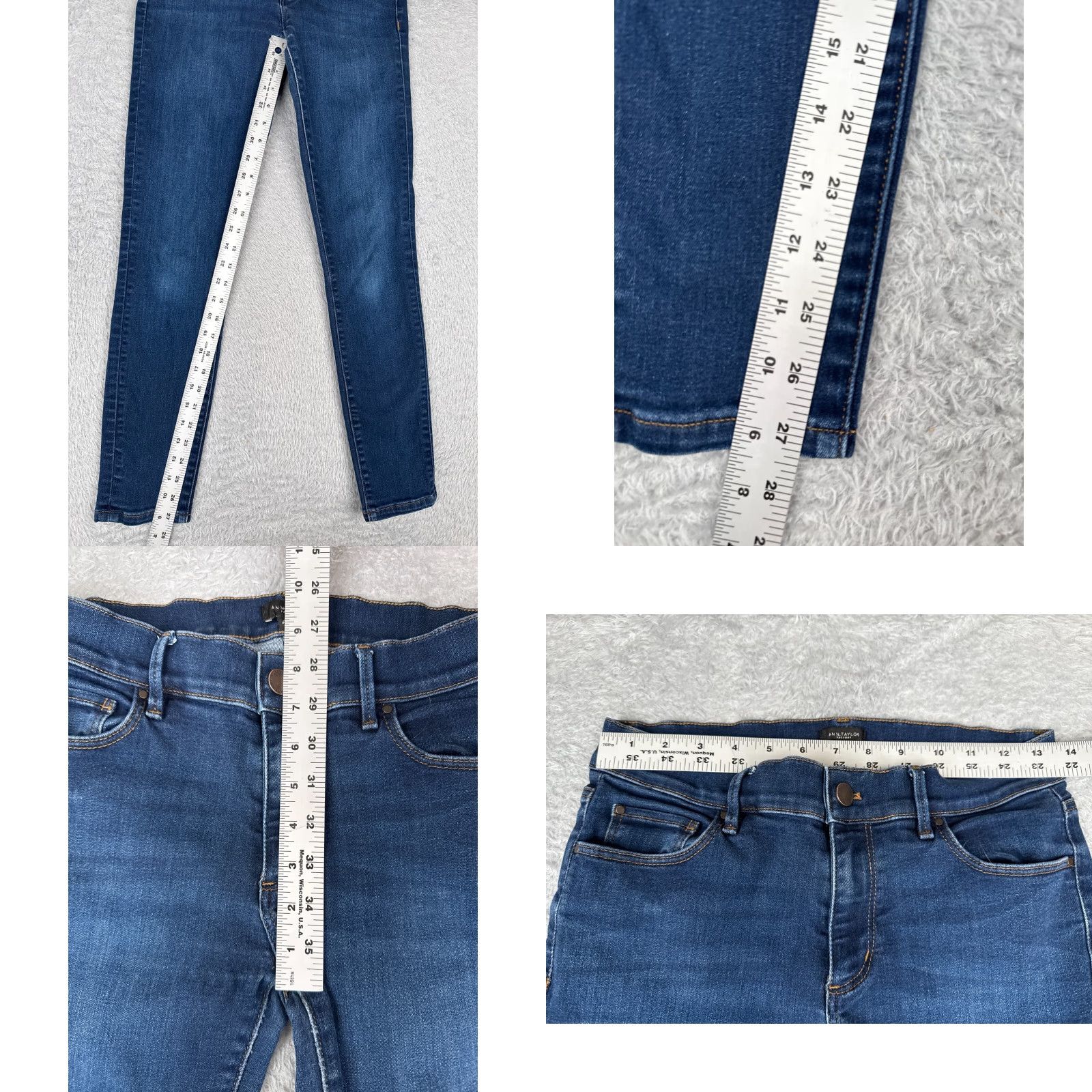 Ann Taylor Ann Taylor Jeans Womens 2 Denim Slim Skinny Low Rise 27x28 Blue Cotton 5-Pocket 98% Cotton Size 26" / US 2 / IT 38 - 8 Thumbnail