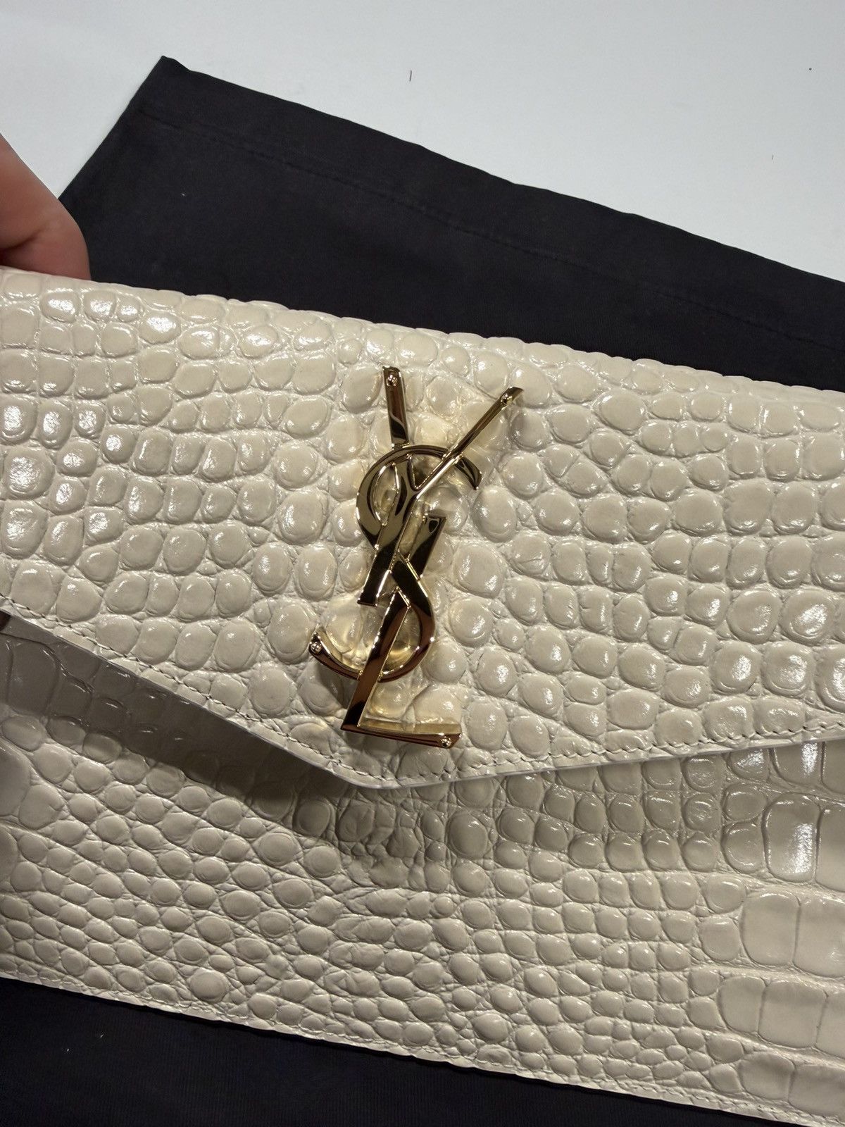 Saint Laurent Paris Saint Laurent Uptown Croco Leather Pouch NEW 900$ Size ONE SIZE - 3 Thumbnail