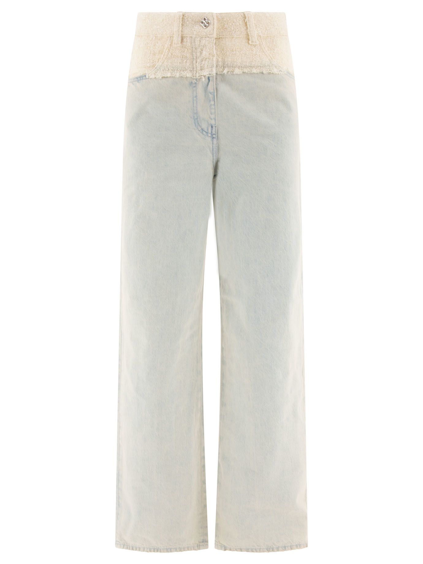 Givenchy Oversized Denim And Tweed Mixed Jeans With 4G Detail Size 26" / US 2 / IT 38 - 1 Thumbnail