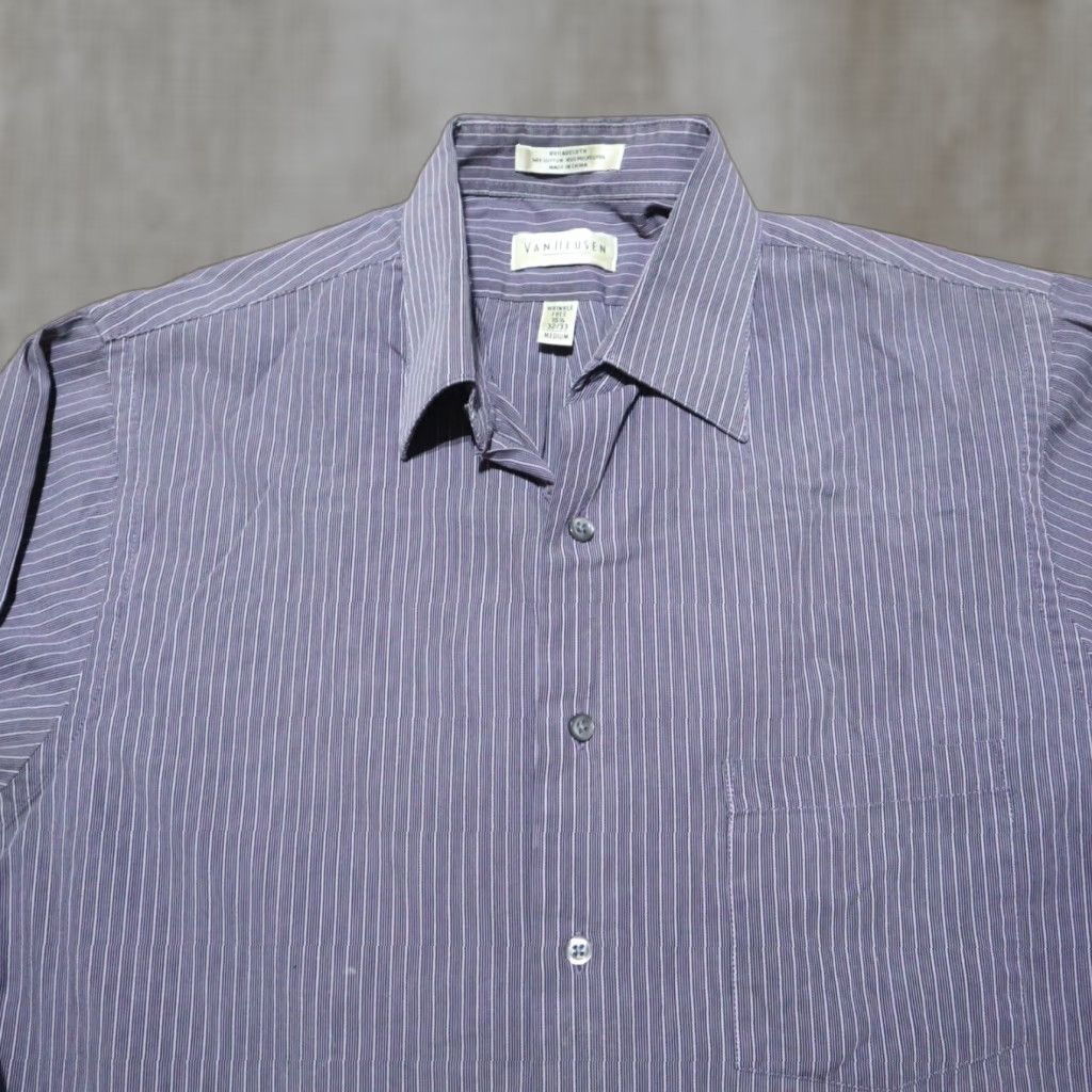 Van Heusen VAN HEUSEN Blue Striped Button-Down Shirt Mens Medium Casual Business All Seasons Size US M / EU 48-50 / 2 - 1 Thumbnail