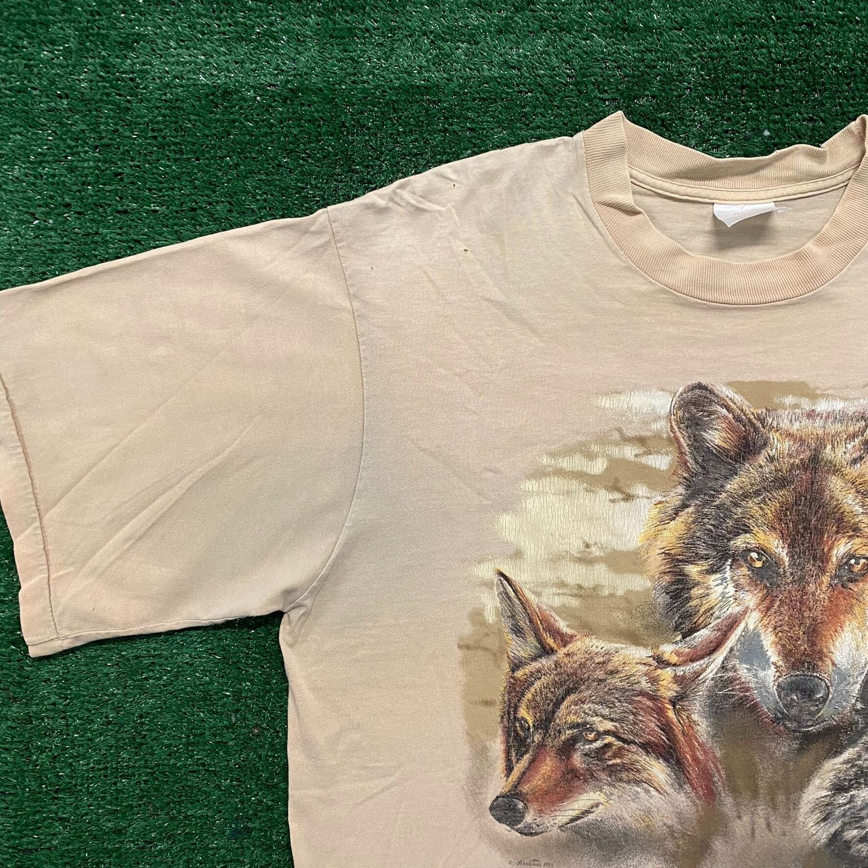 Vintage Vintage 90s Wolf Nature Shirt Single Stitch Tonal Animal Tee Size US XL / EU 56 / 4 - 2 Preview