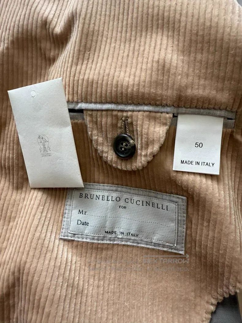 Brunello Cucinelli Brunello Cucinelli Light Khaki Twill Double Breasted Singl Size 50R - 4 Thumbnail