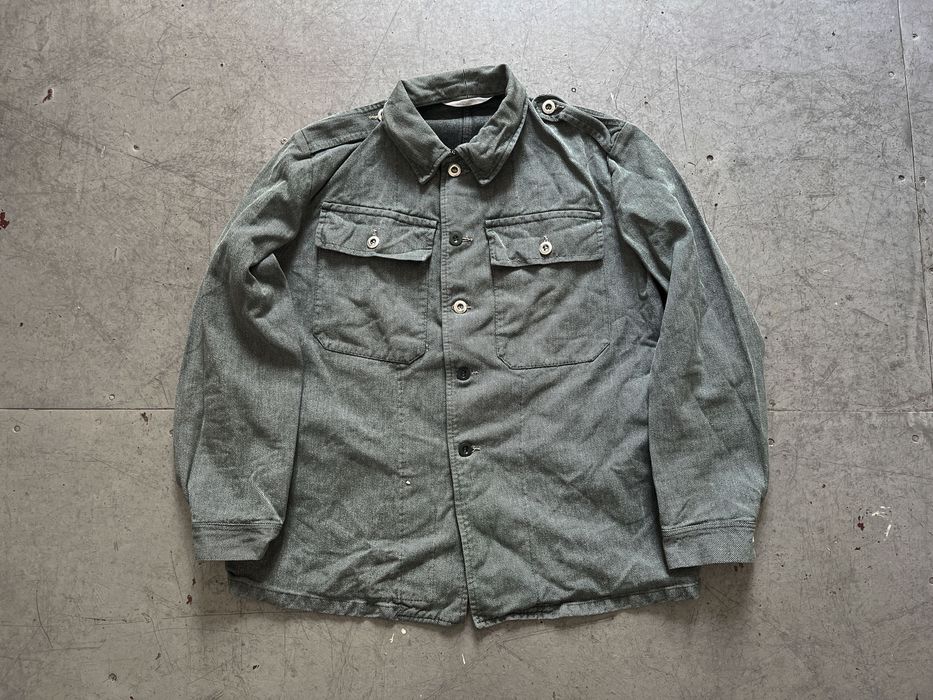 Vintage 80s Swiss Army Salt and Pepper Gray Denim Work Jacket Shirt ...