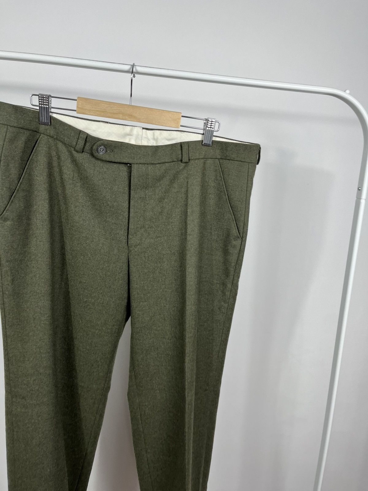 Other Vintage Alfredo Torres Wool Trousers Olive Green Dress Pants Size US 36 / EU 52 - 3 Thumbnail