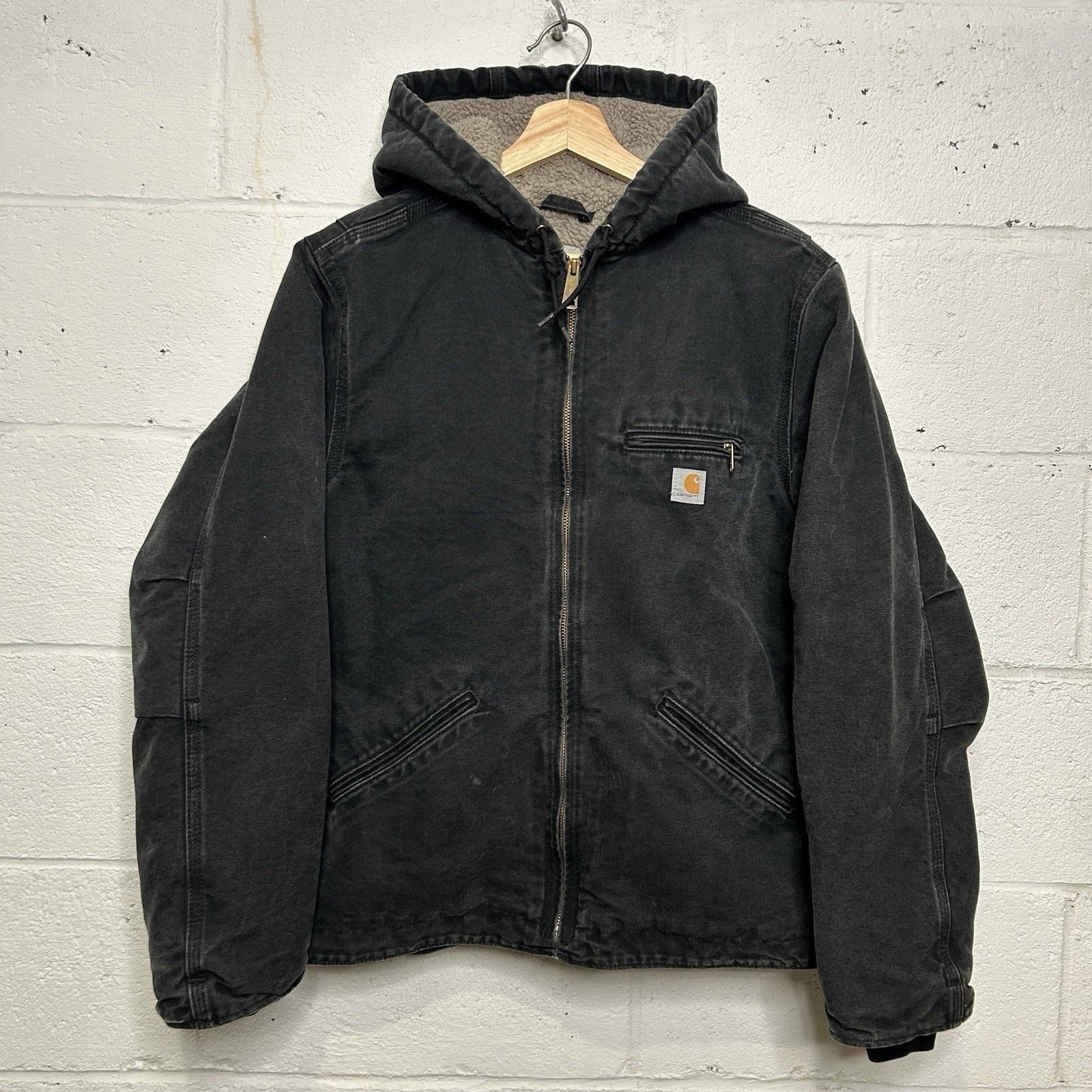 Carhartt Y2K Carhartt Sherpa-Lined Hooded Detroit Jacket “Black” Size L / US 10 / IT 46 - 1 Thumbnail