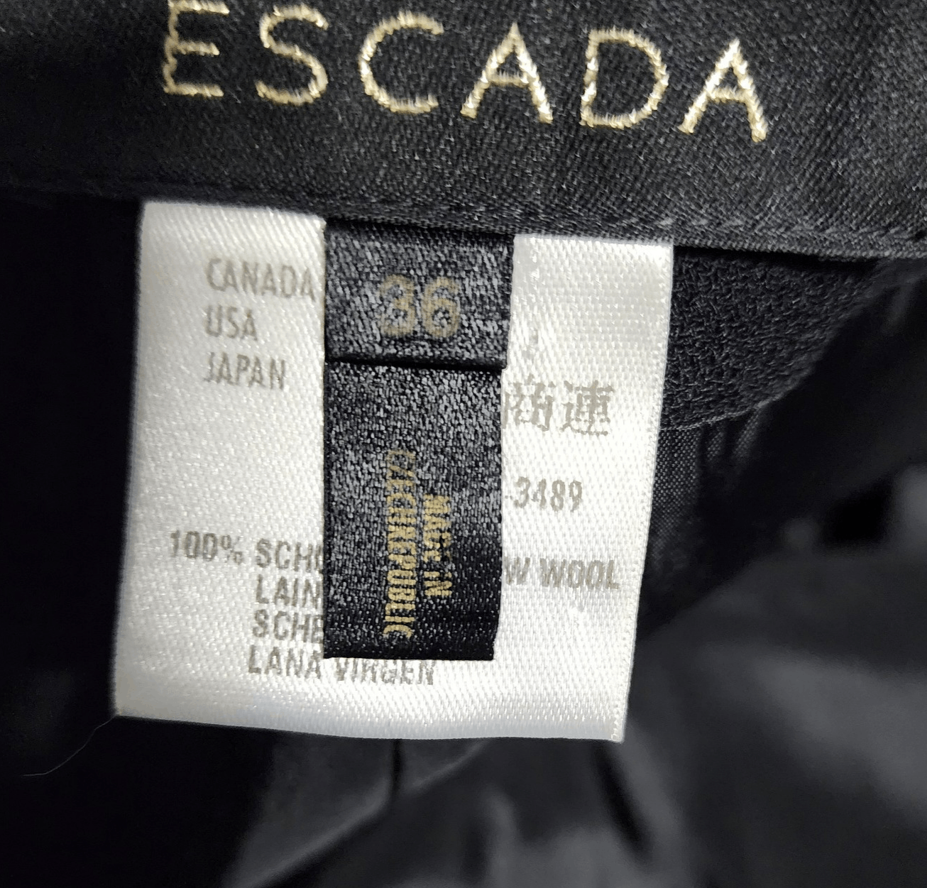 Escada Escada Black Wool Skirt – Zip & Button Closure, Size S, Mad Size 26" / US 2 / IT 38 - 2 Thumbnail