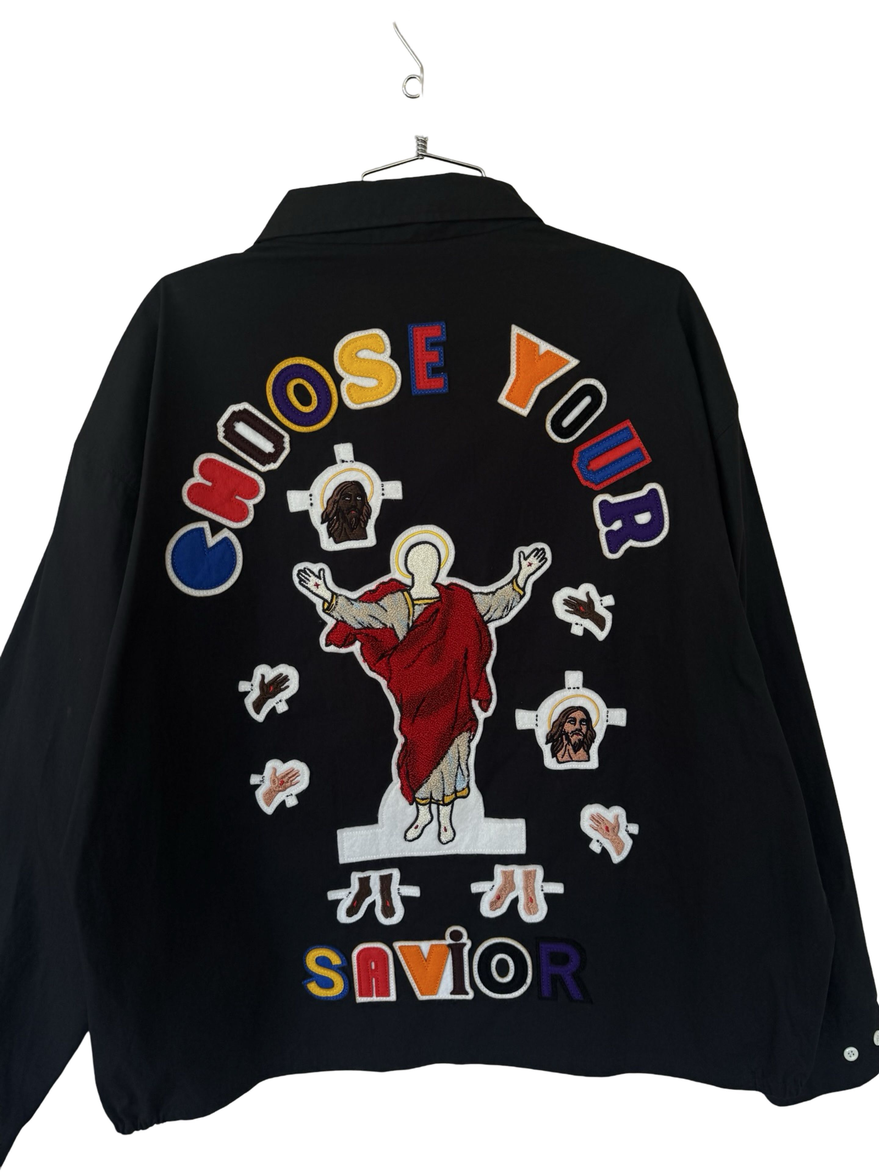 Saint Michael SAINT TEARS 'CHOSE YOUR SAVIOR' CHAIN-STITCHED COACH JACKET Size US XL / EU 56 / 4 - 5 Thumbnail