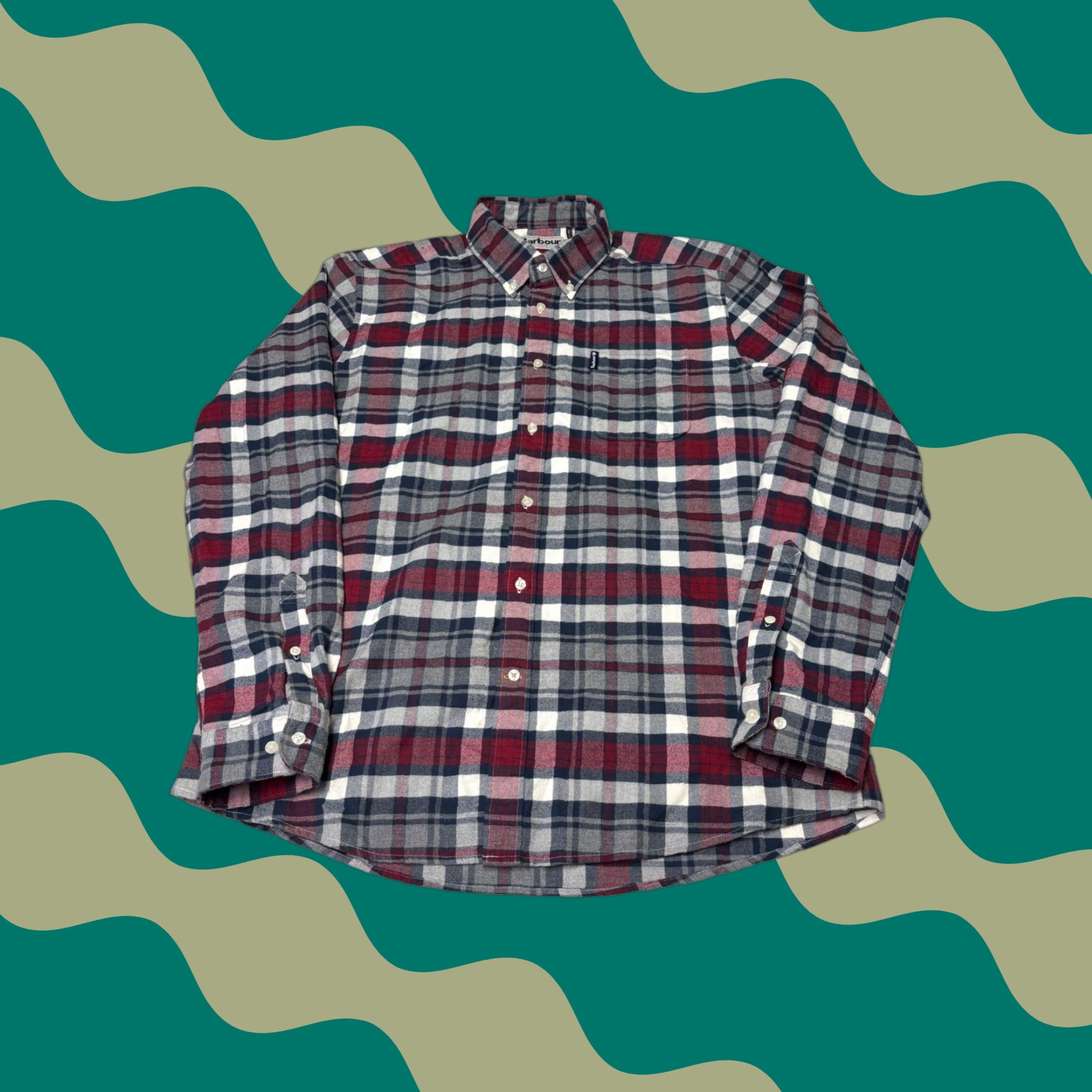 Barbour Barbour Highland Check Tailored Fit Flannel Shirt Mens XL Red Navy Plaid Cotton Shirt Button-Up Casual Workwear Size US XL / EU 56 / 4 - 1 Thumbnail