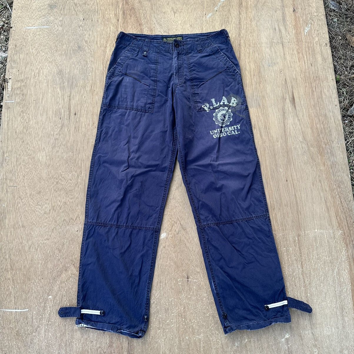 image of Palm & Labskie Japanese Trousers Vintage Baker Pants W32 L31 in Blue, Men's