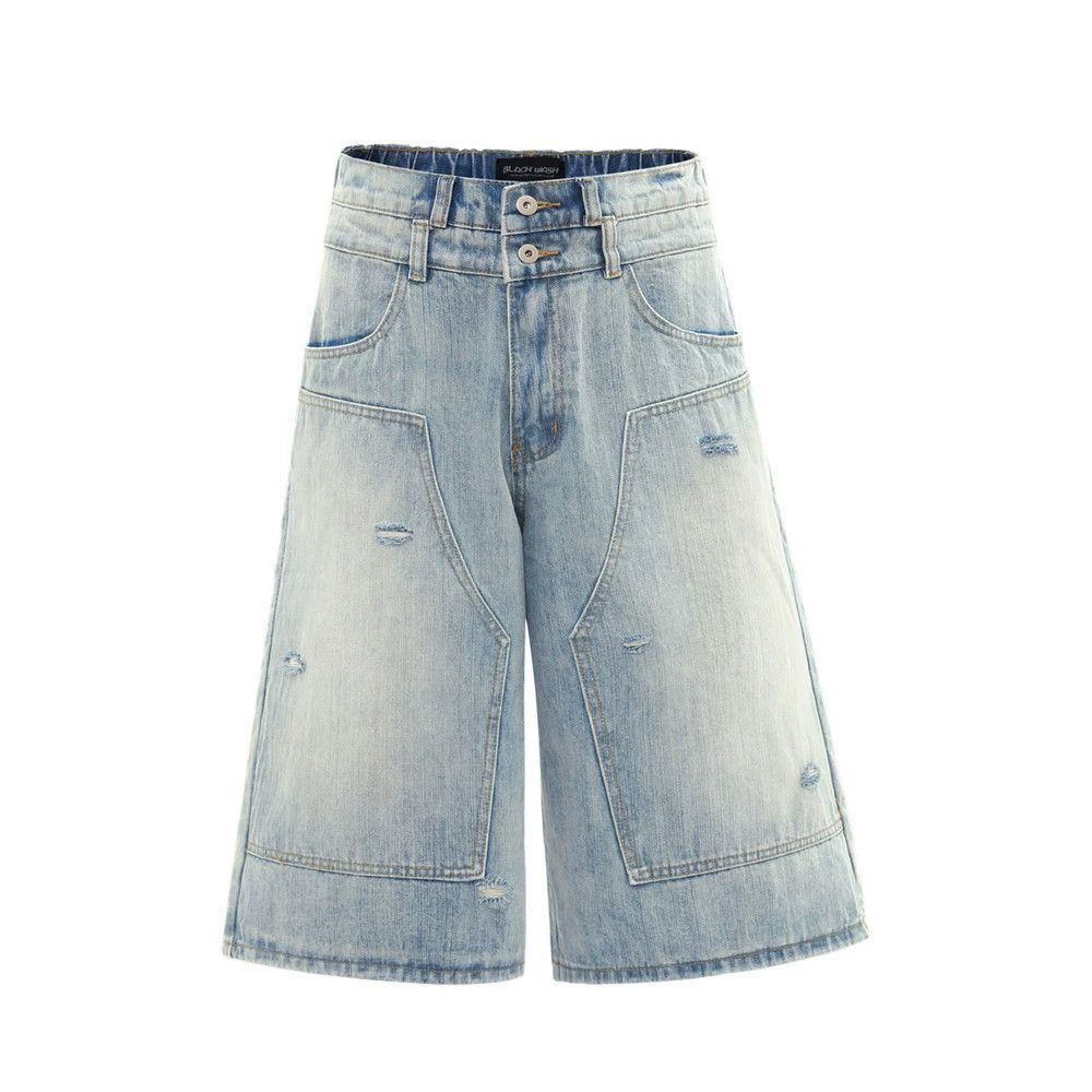 Japanese Brand × Jean Men's punk distressed workwear ripped denim shorts Size US 32 / EU 48 - 1 Thumbnail