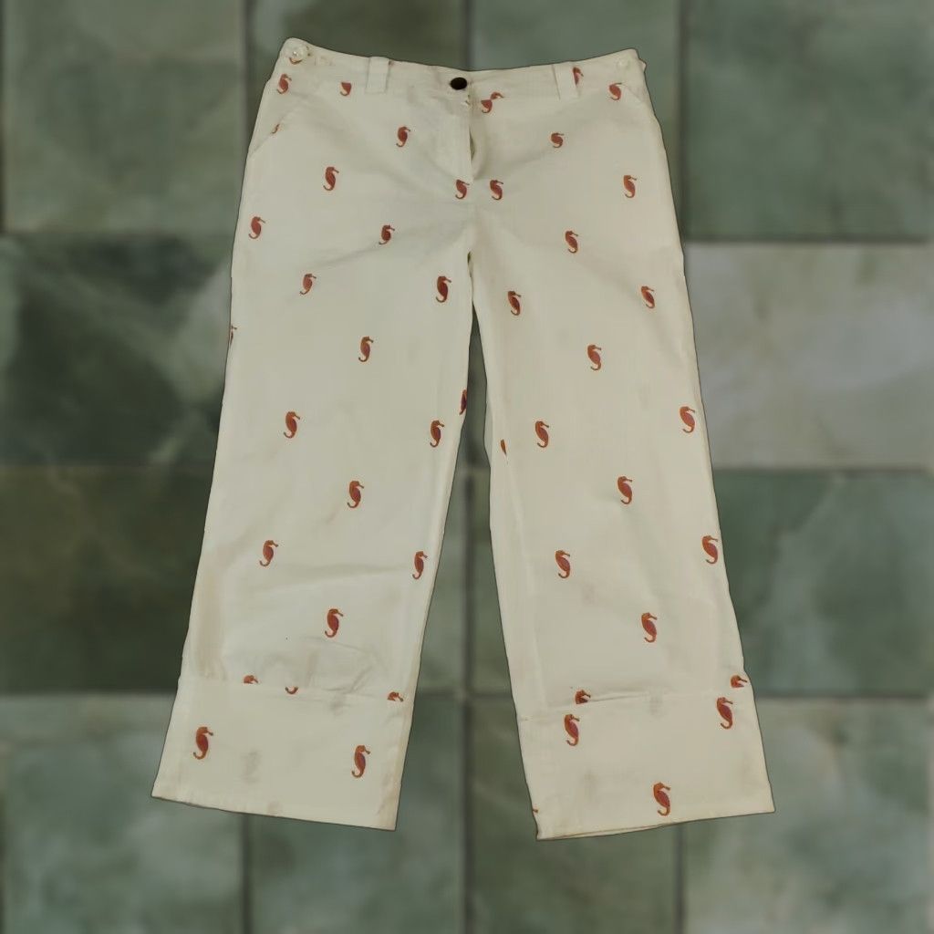 Vintage Lulu-B Womens Capri Pants White Extra Large XL Seahorse Size 30" / US 8 / IT 44 - 1 Thumbnail